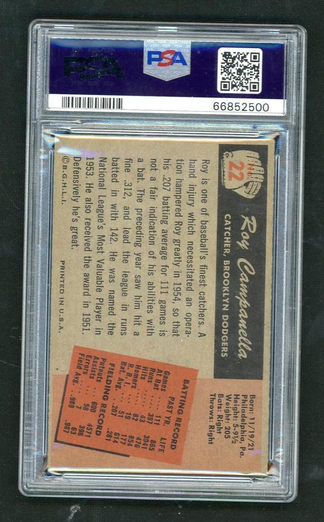 1955 Bowman Roy Campanella #22 PSA 2 - Image 2
