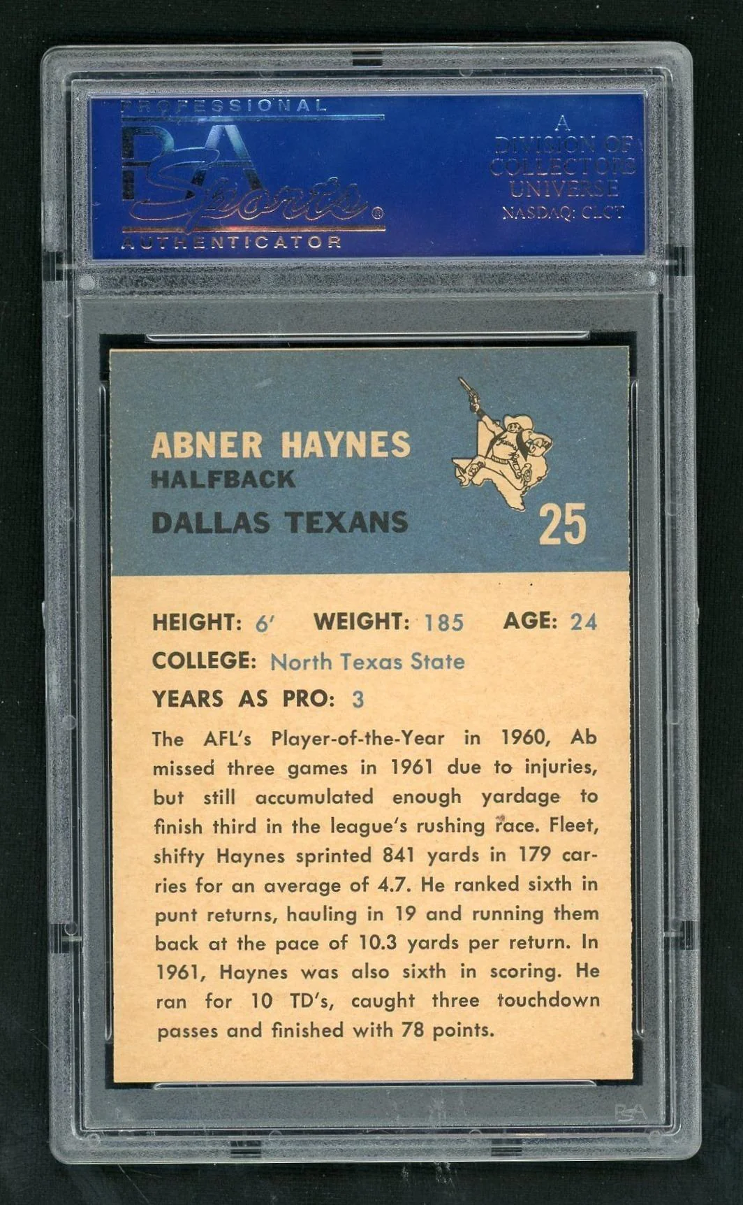 1962 Fleer Abner Haynes #25 PSA 8 - Image 2