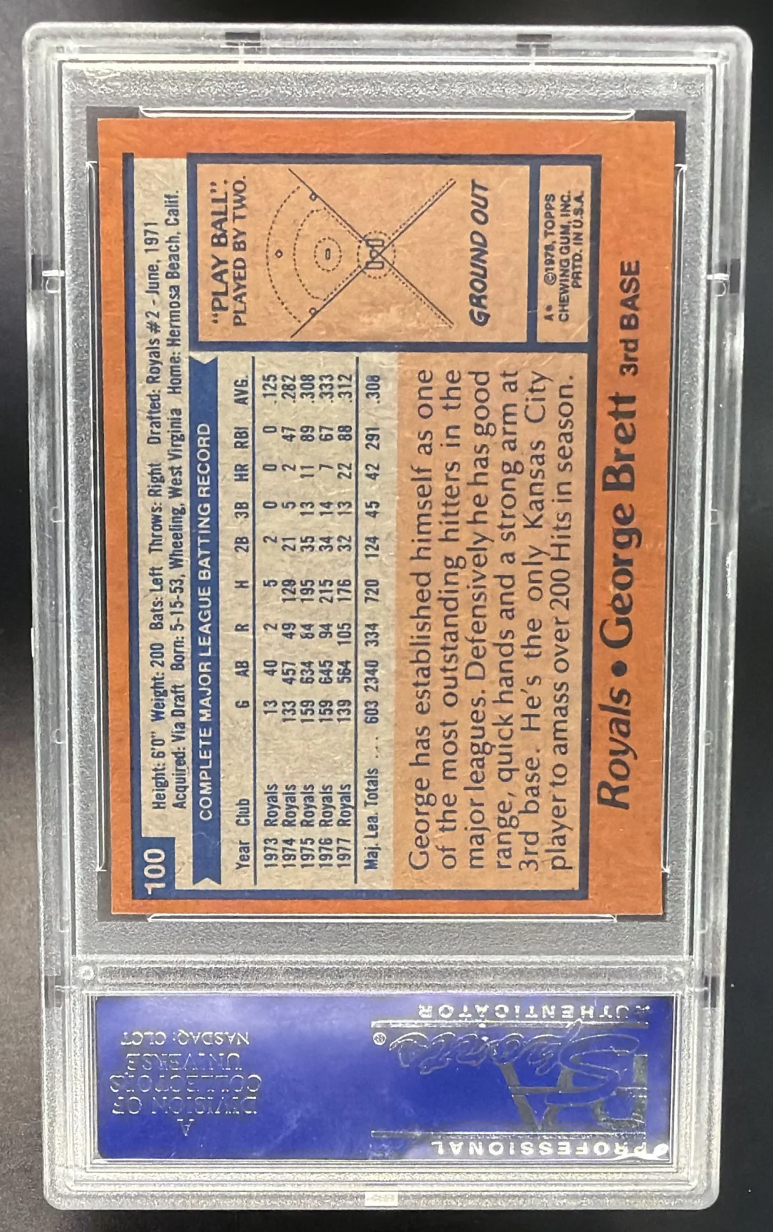 1978 Topps George Brett #100 PSA 8 - Image 2