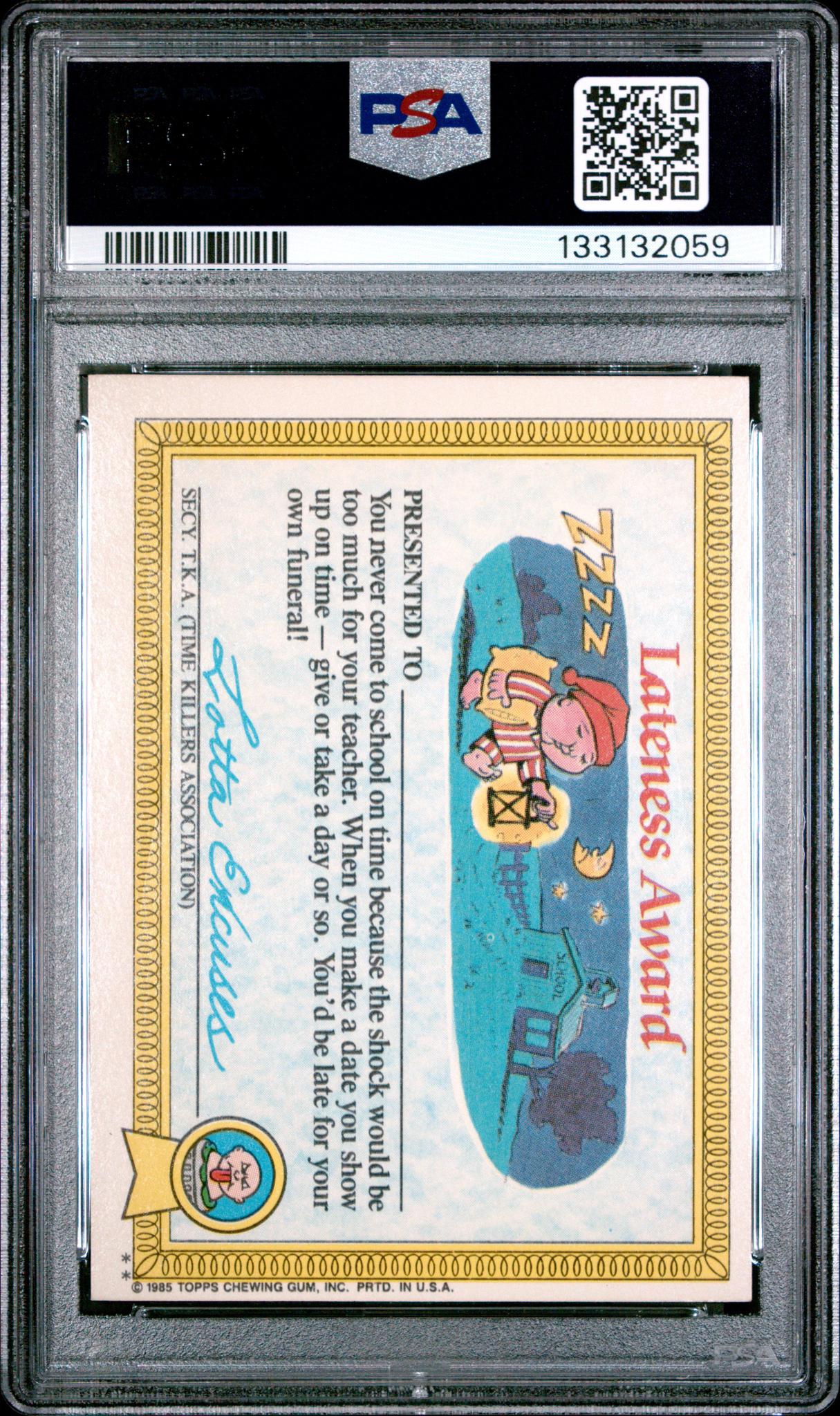 1985 Garbage Pail Kids Stickers Glossy Ray Decay #2b PSA 7 - Image 2