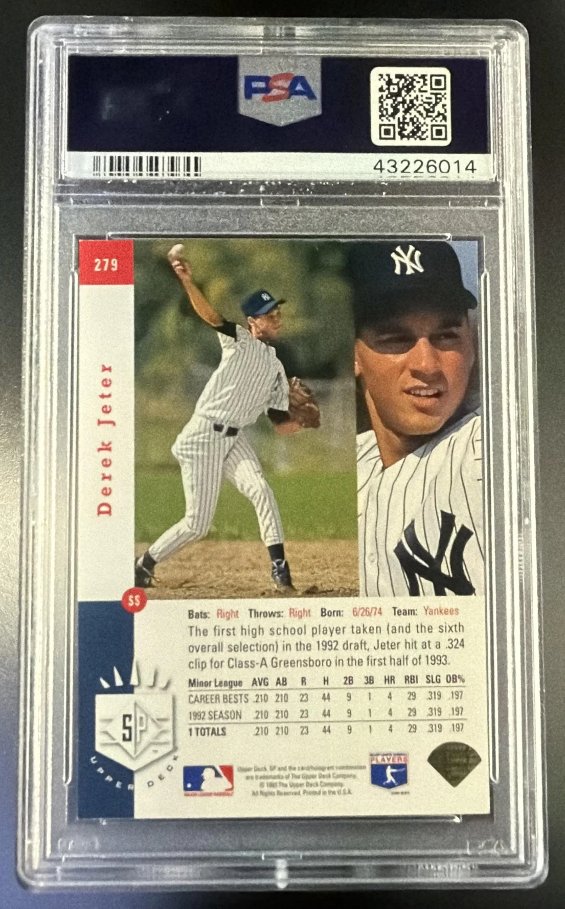1993 SP Foil Derek Jeter #279 PSA 7 - Image 2