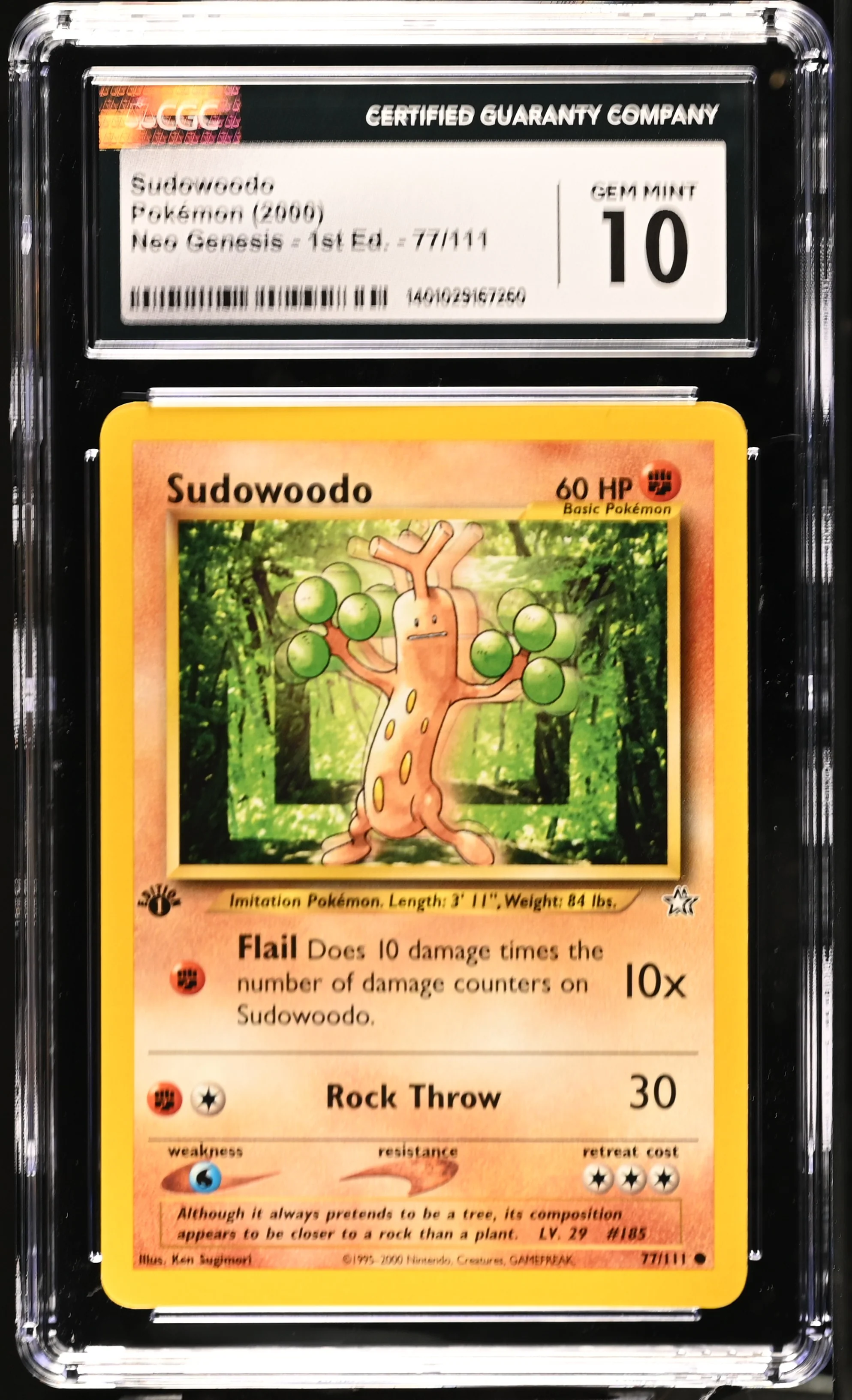 2000 Pokemon #77/111 Sudowoodo Neo Genesis - 1st Ed. CGC 10