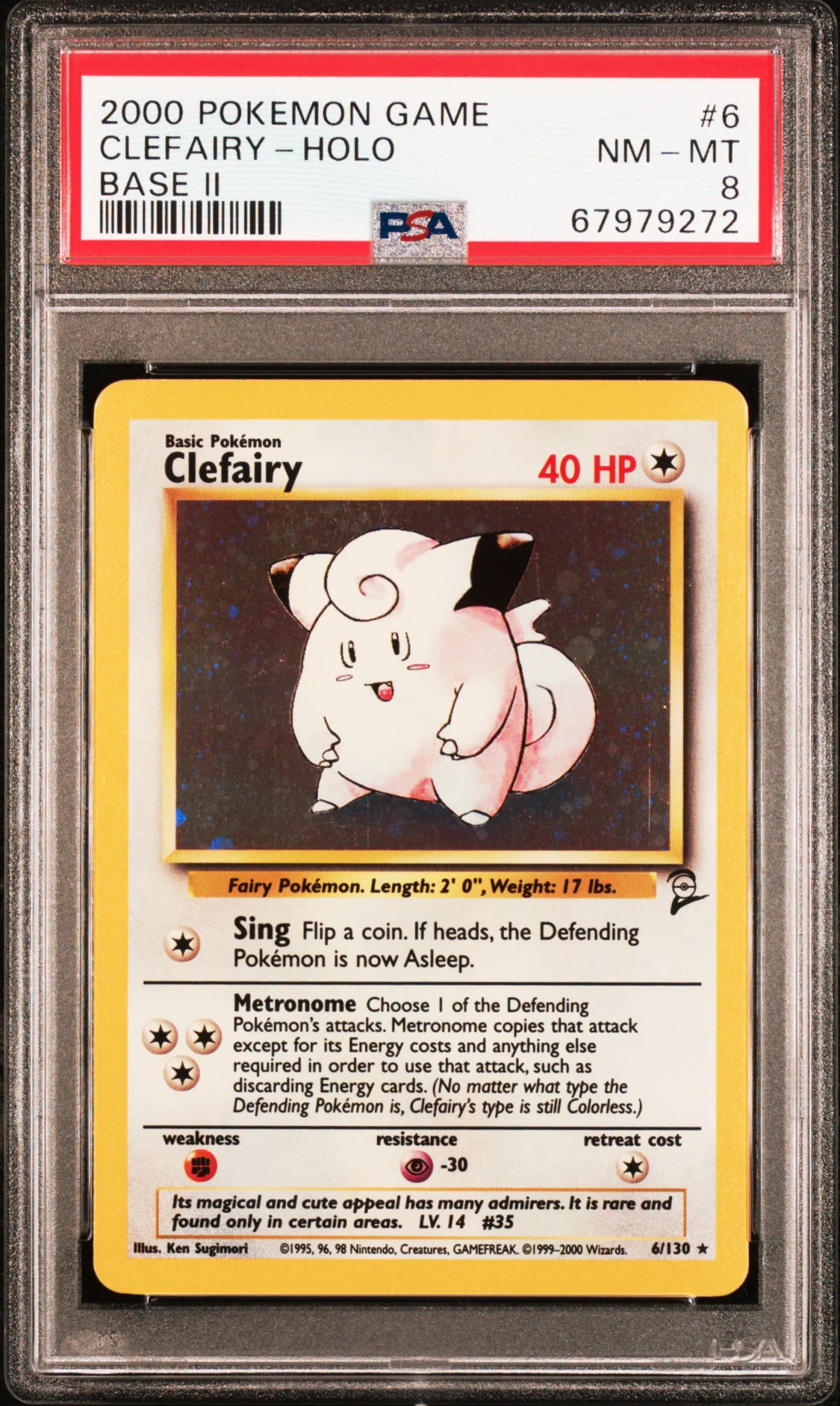 2000 Pokemon Base Set 2 Holo Clefairy #6 PSA 8
