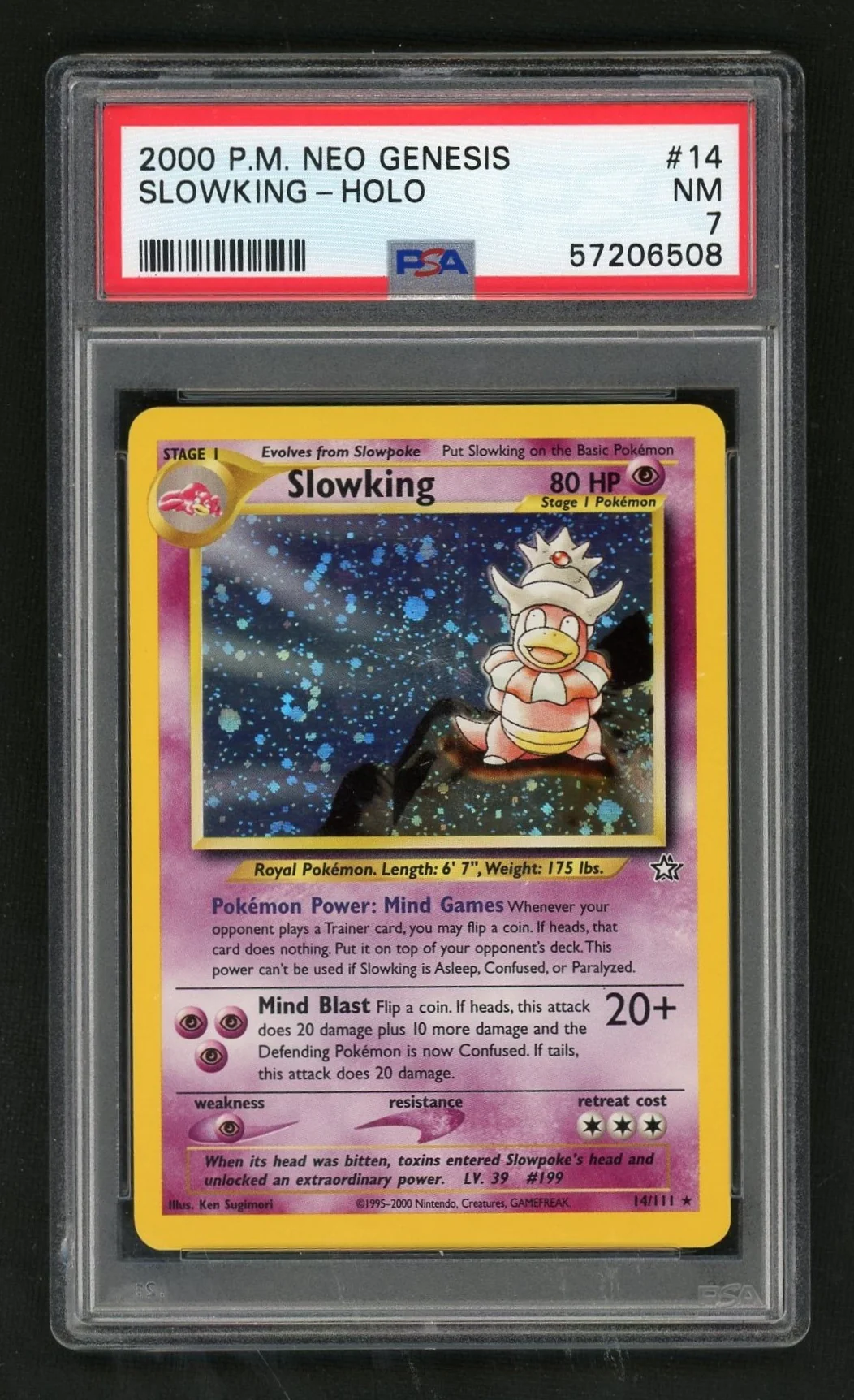 2000 Pokemon Neo Genesis Holo Slowking #14 PSA 7