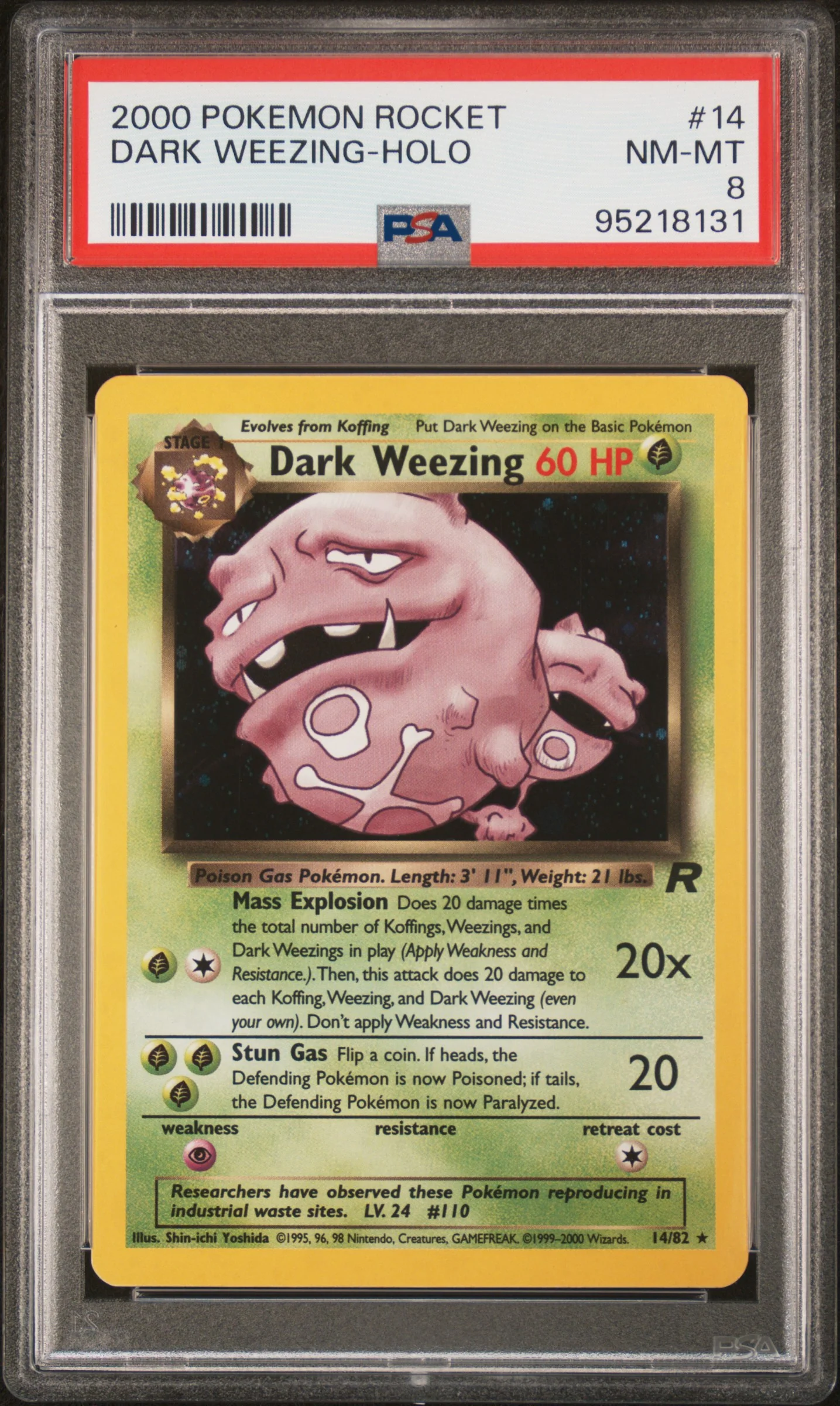 2000 Pokemon Team Rocket Holo Dark Weezing #14 PSA 8