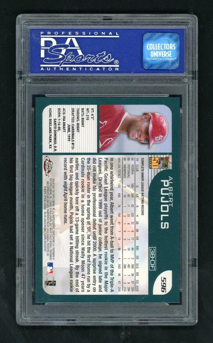 2001 Topps Chrome Albert Pujols #596 PSA 10 - Image 2