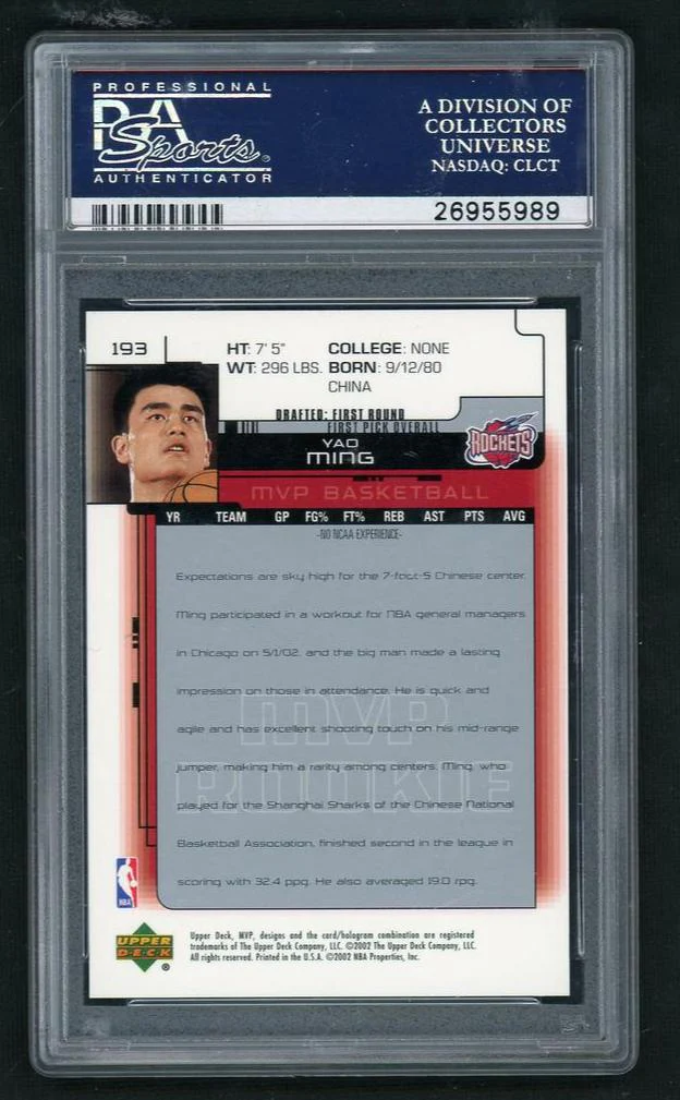 2002 Upper Deck MVP Yao Ming #193 PSA 10 - Image 2
