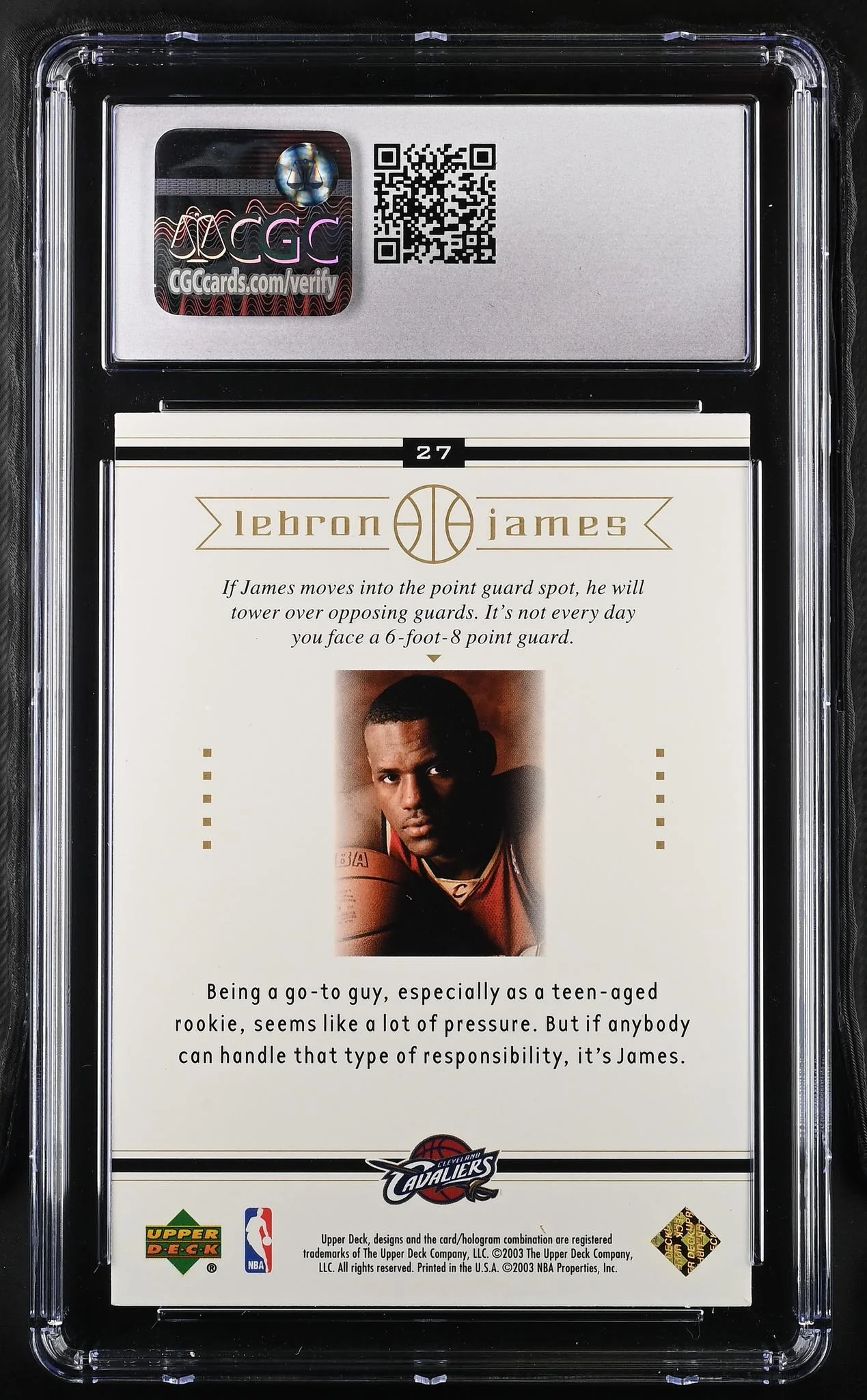 2003 LeBron James Box Set #27 LeBron James CGC 9 - Image 2