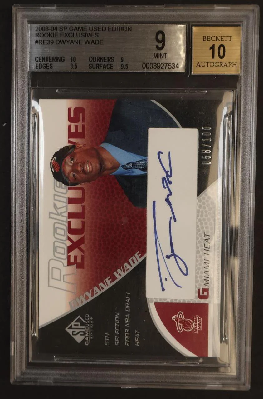 2003 SP Game Used Rookie Exclusive Autographs Dwyane Wade #RE39 /100 BGS 9
