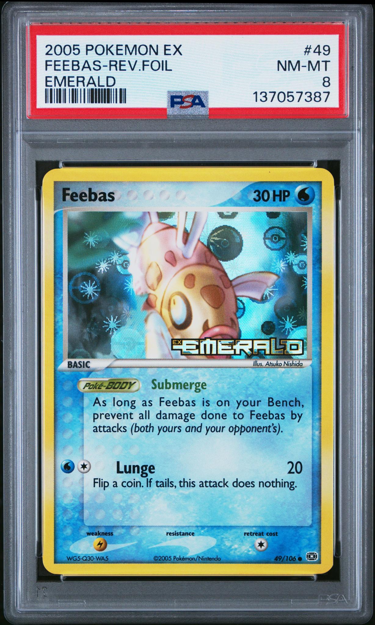 2005 Pokemon Ex Emerald Feebas #49 PSA 8