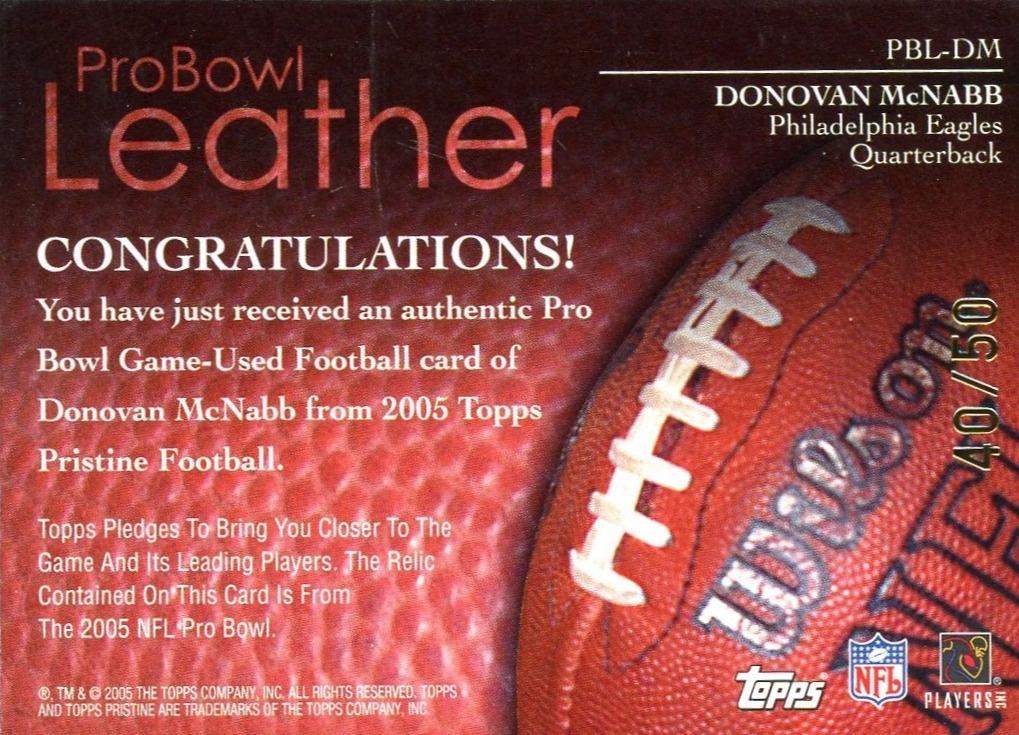 2005 Topps Pristine PBL-DM Donovan McNabb 40/50 - Image 2