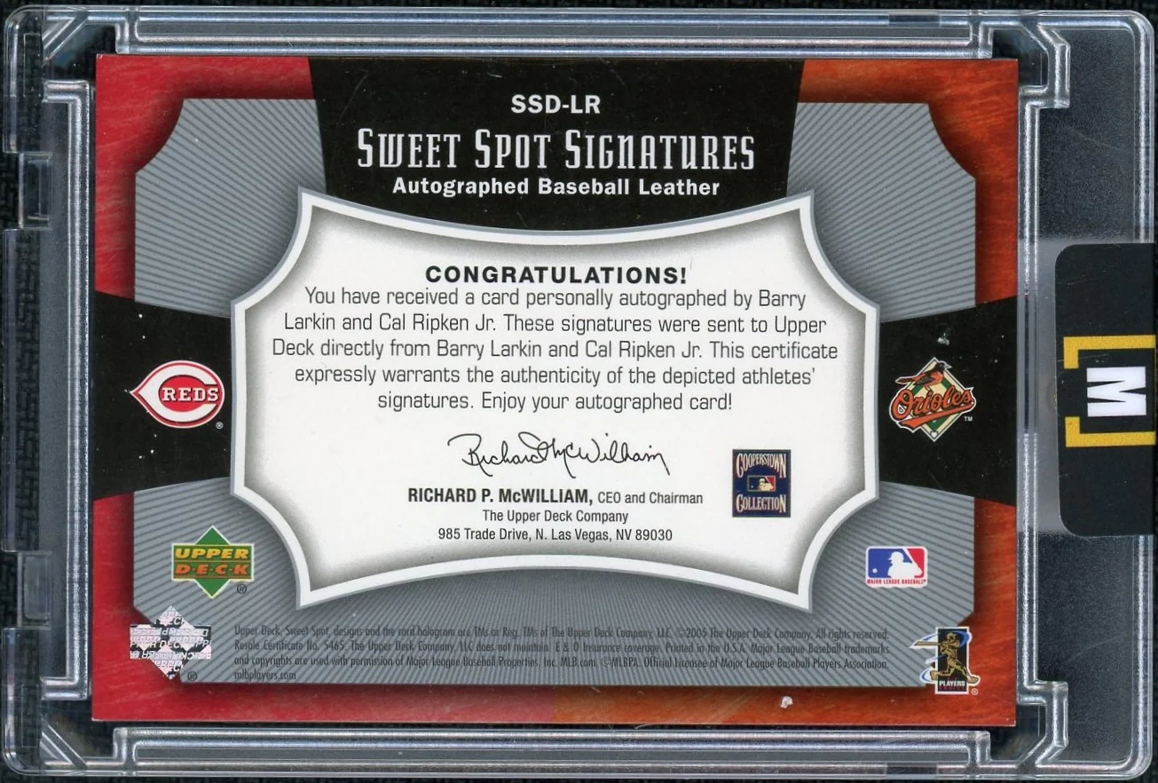 2005 Upper Deck Sweet Spot Signatures SSD-LR Larkin Ripken 08/15 - Image 2