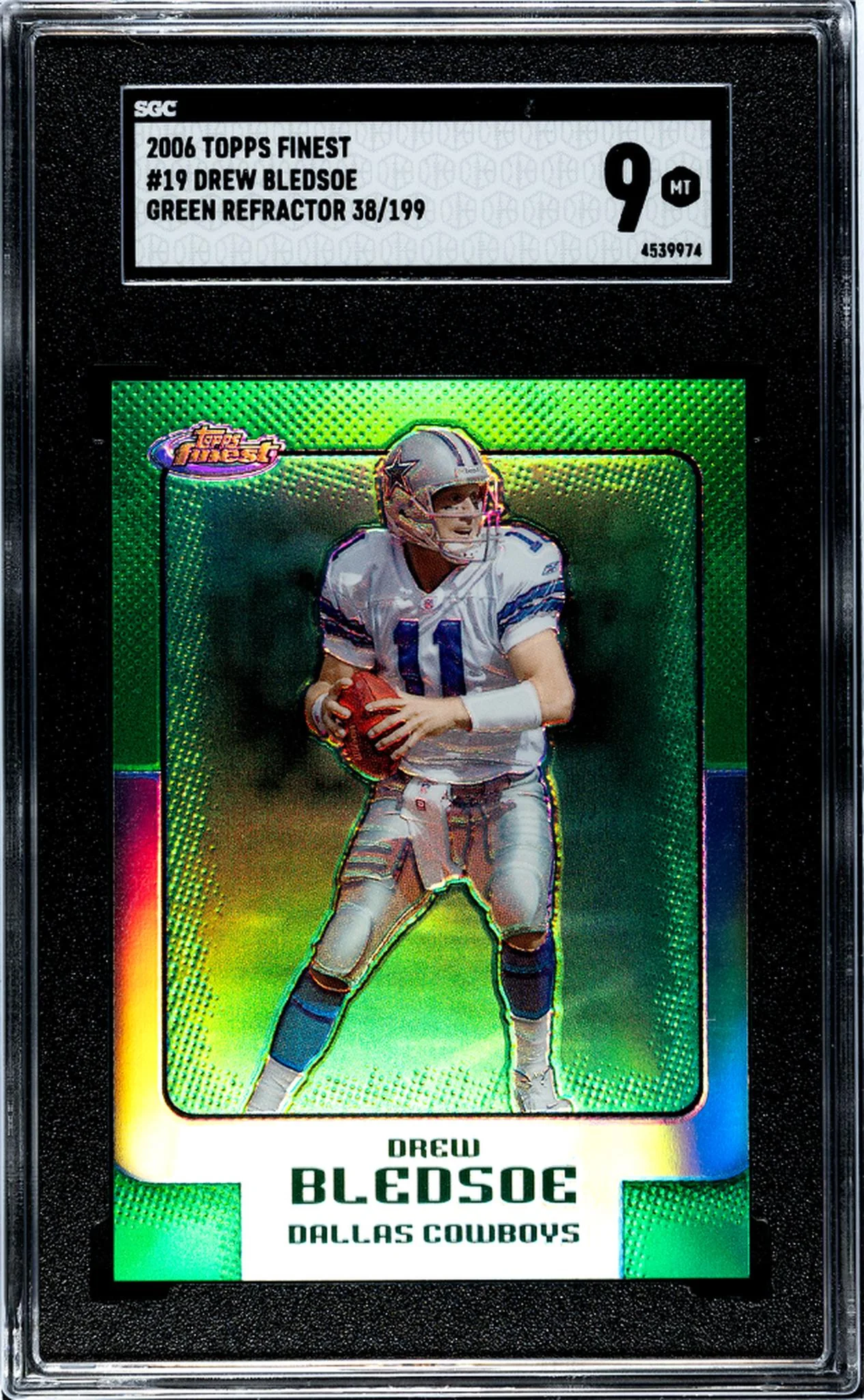 2006 Topps Finest Green Refractor Drew Bledsoe #19 /199 SGC 9