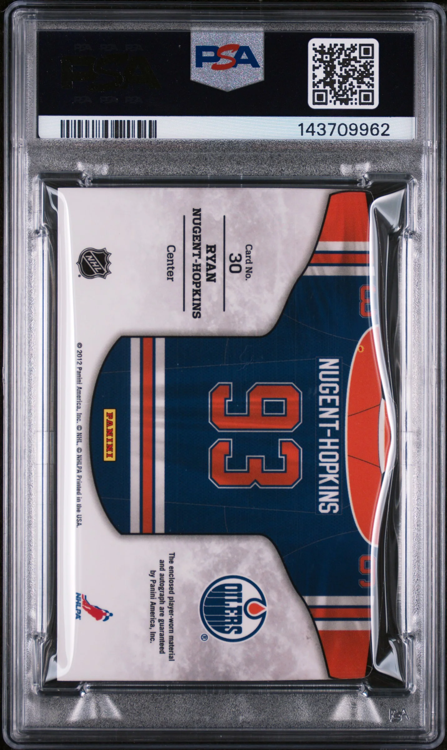 2011 Panini Titanium Home Sweaters Autographs Home Sweaters Autographs Ryan Nugent-Hopkins #30 /100 PSA 8 - Image 2