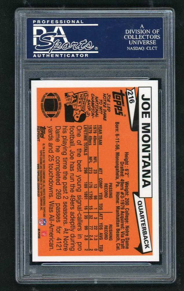 2012 Topps Chrome Rookie Reprint Joe Montana #216 PSA 10 - Image 2