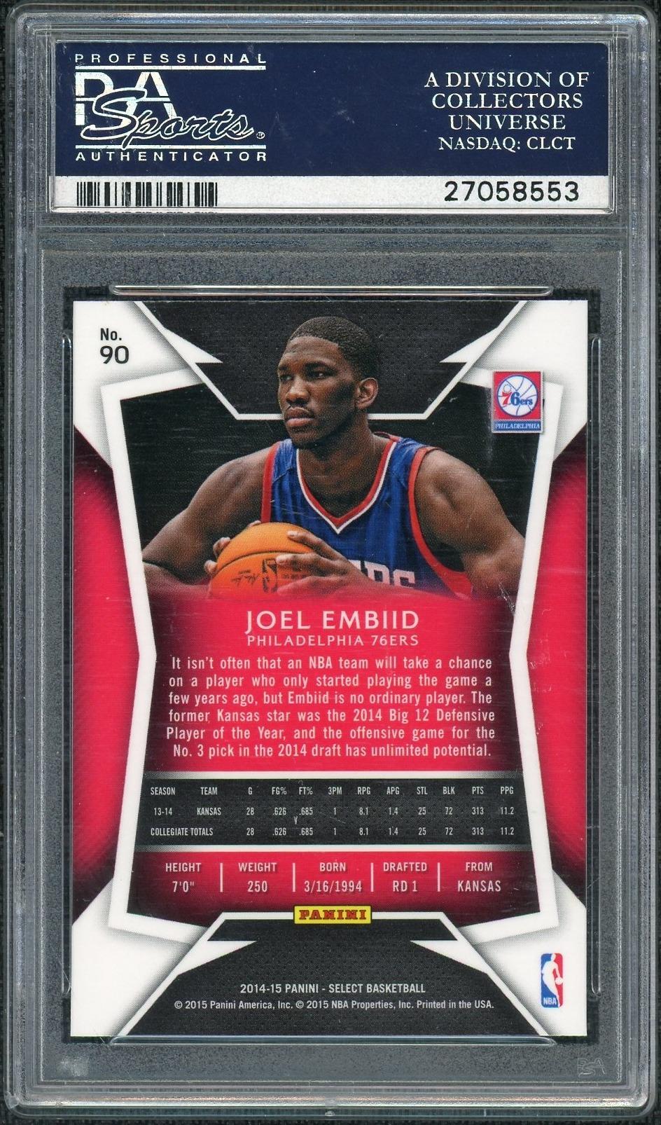 2014 Panini Select Concourse Joel Embiid #90 PSA 10 - Image 2