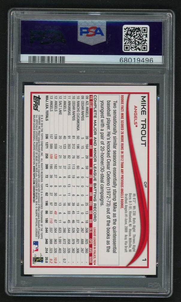 2014 Topps Red Foil Mike Trout #1 PSA 10 - Image 2
