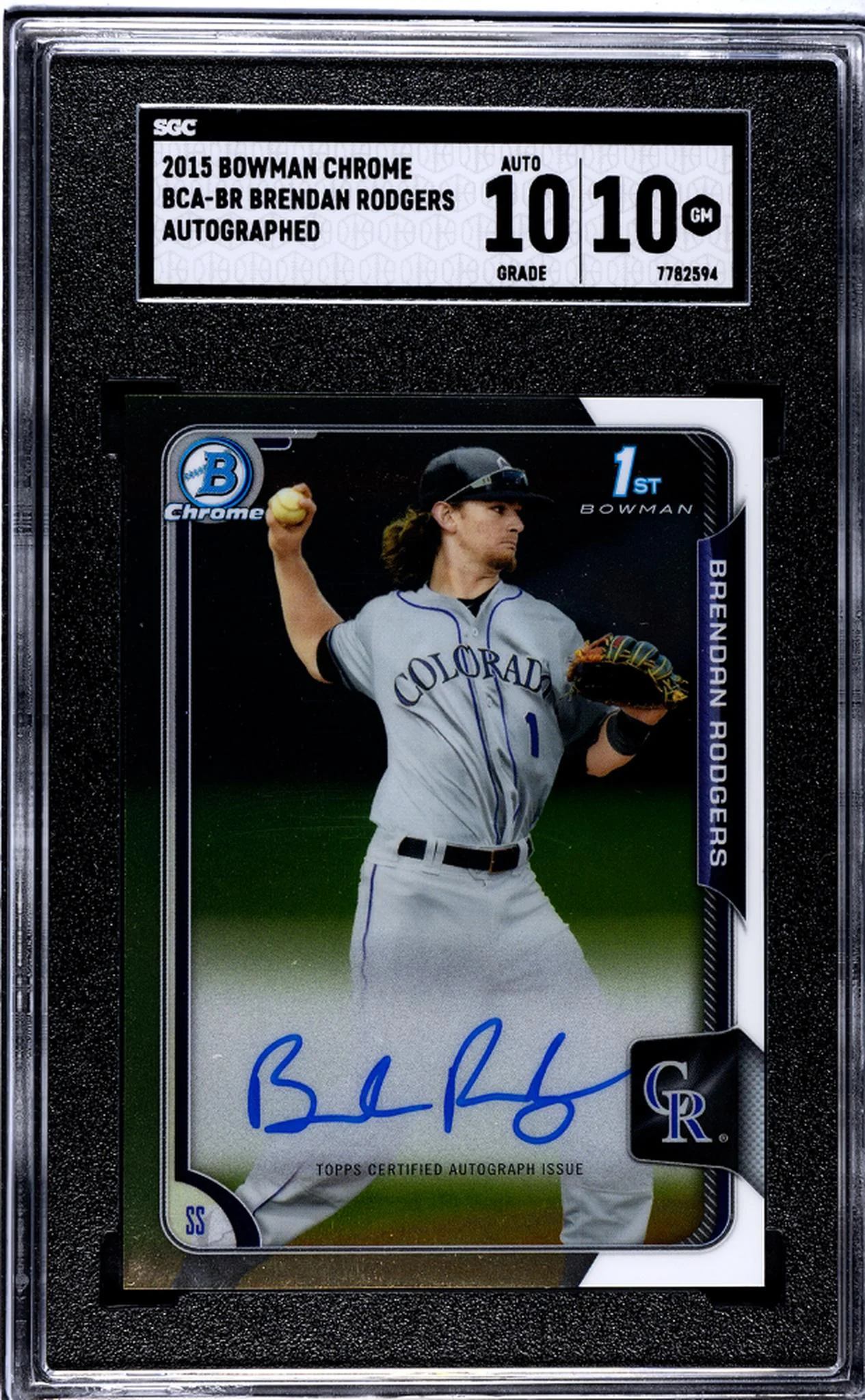 2015 Bowman Chrome Brendan Rodgers #BCA-BR Auto SGC 10 Auto 10
