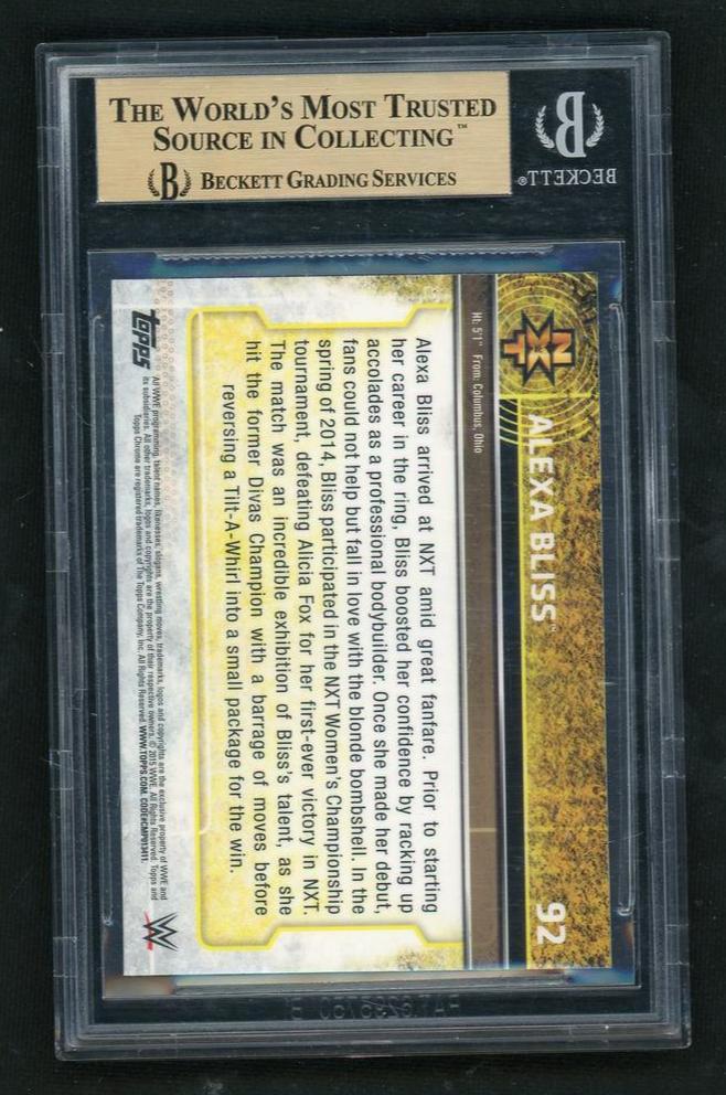 2015 Topps Chrome 92 Alexa Bliss NXT Rookie Beckett 9.5 Gem Mint NXT - Image 2