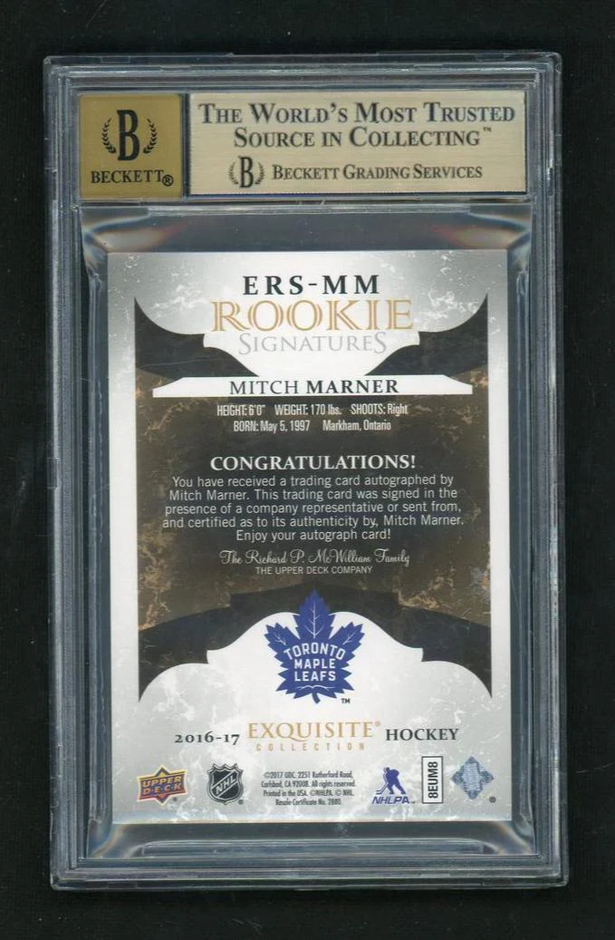 2016 Exquisite Collection Rookie Signature Mitch Marner #ERSMM /49 BGS 9.5 - Image 2