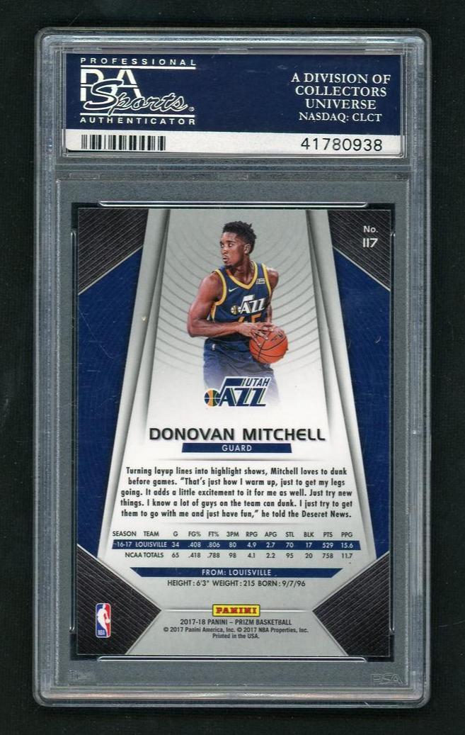 2017 Panini Prizm Donovan Mitchell #117 PSA 10 - Image 2
