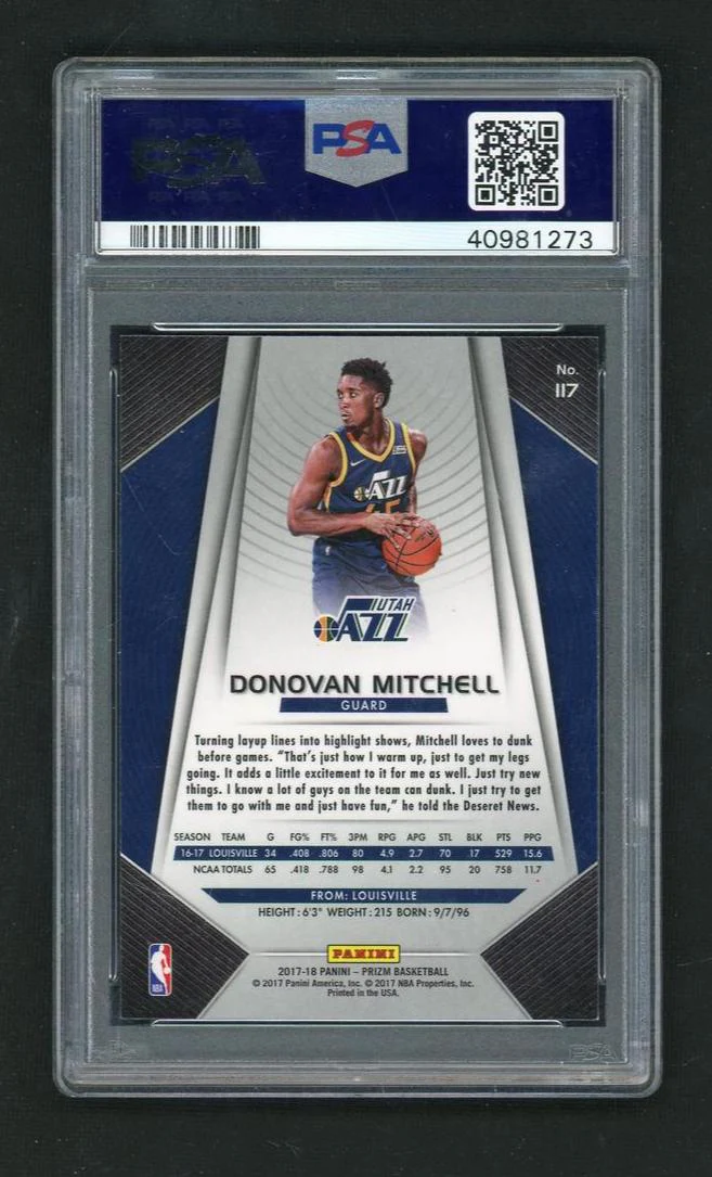 2017 Panini Prizm Donovan Mitchell #117 PSA 10 - Image 2