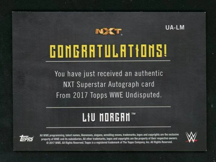 2017 Topps WWE Undisputed UA-LM Liv Morgan NXT Superstar Autograph /199 NXT - Image 2