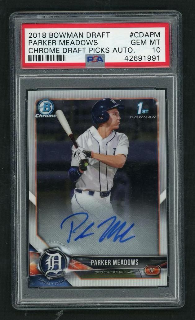 2018 Topps Bowman Draft Chrome Parker Meadows #CDAPM Auto PSA 10 RC