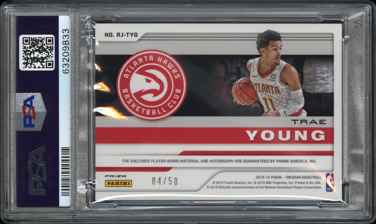 2018 Panini Obsidian Rookie Jersey Autograph Trae Young #14 /50 PSA 10 - Image 2