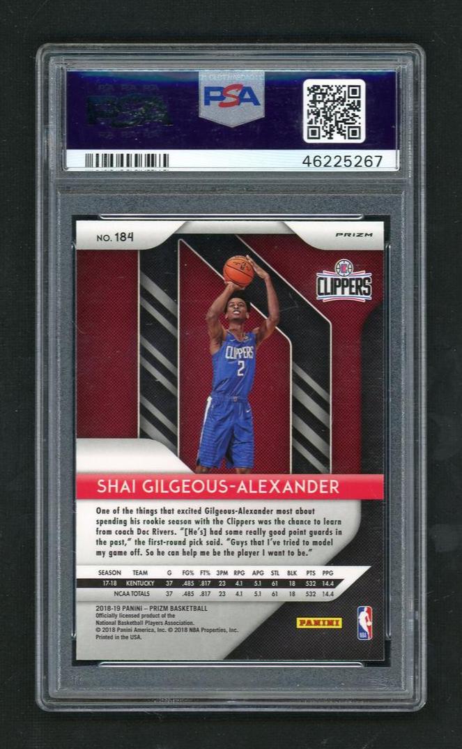 2018 Panini Prizm Red White and Blue Prizm Shai Gilgeous-Alexander #184 PSA 10 - Image 2