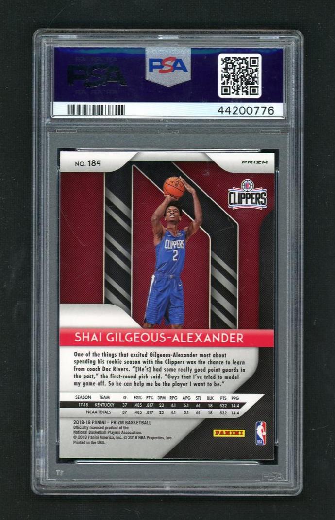 2018 Panini Prizm Red White and Blue Prizm Shai Gilgeous-Alexander #184 PSA 10 - Image 2