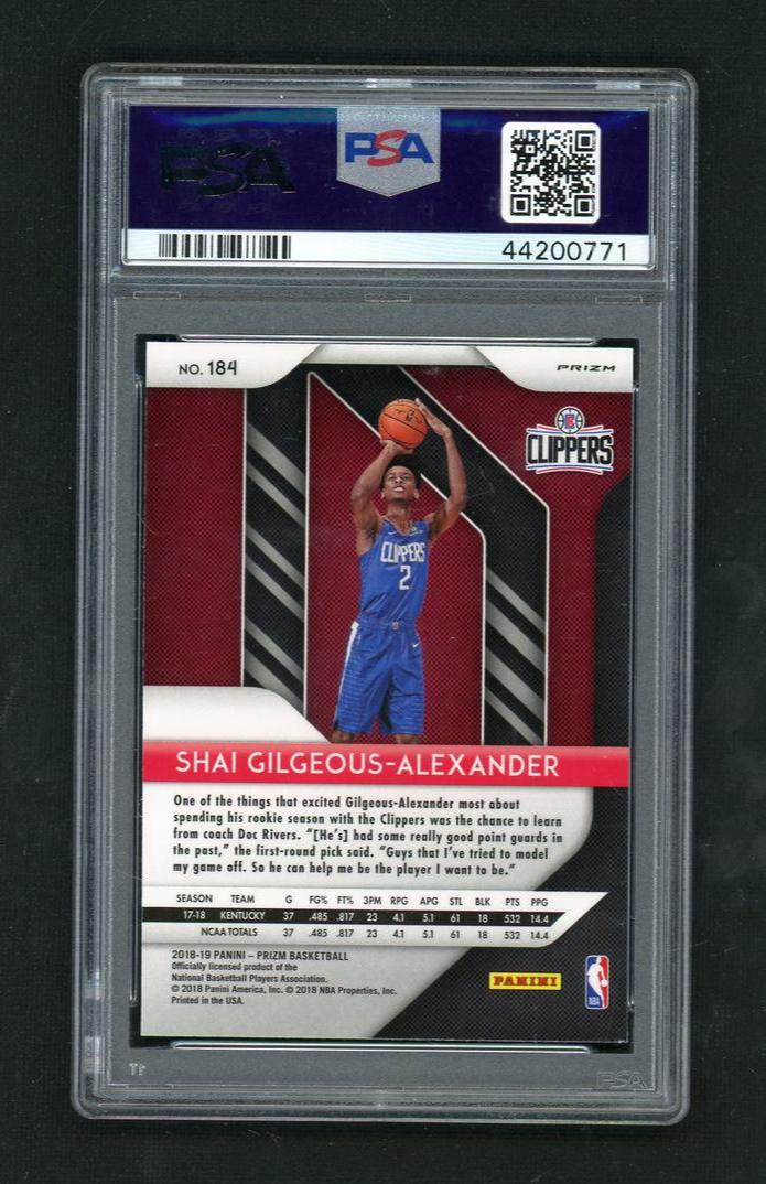 2018 Panini Prizm Red White and Blue Prizm Shai Gilgeous-Alexander #184 PSA 10 - Image 2