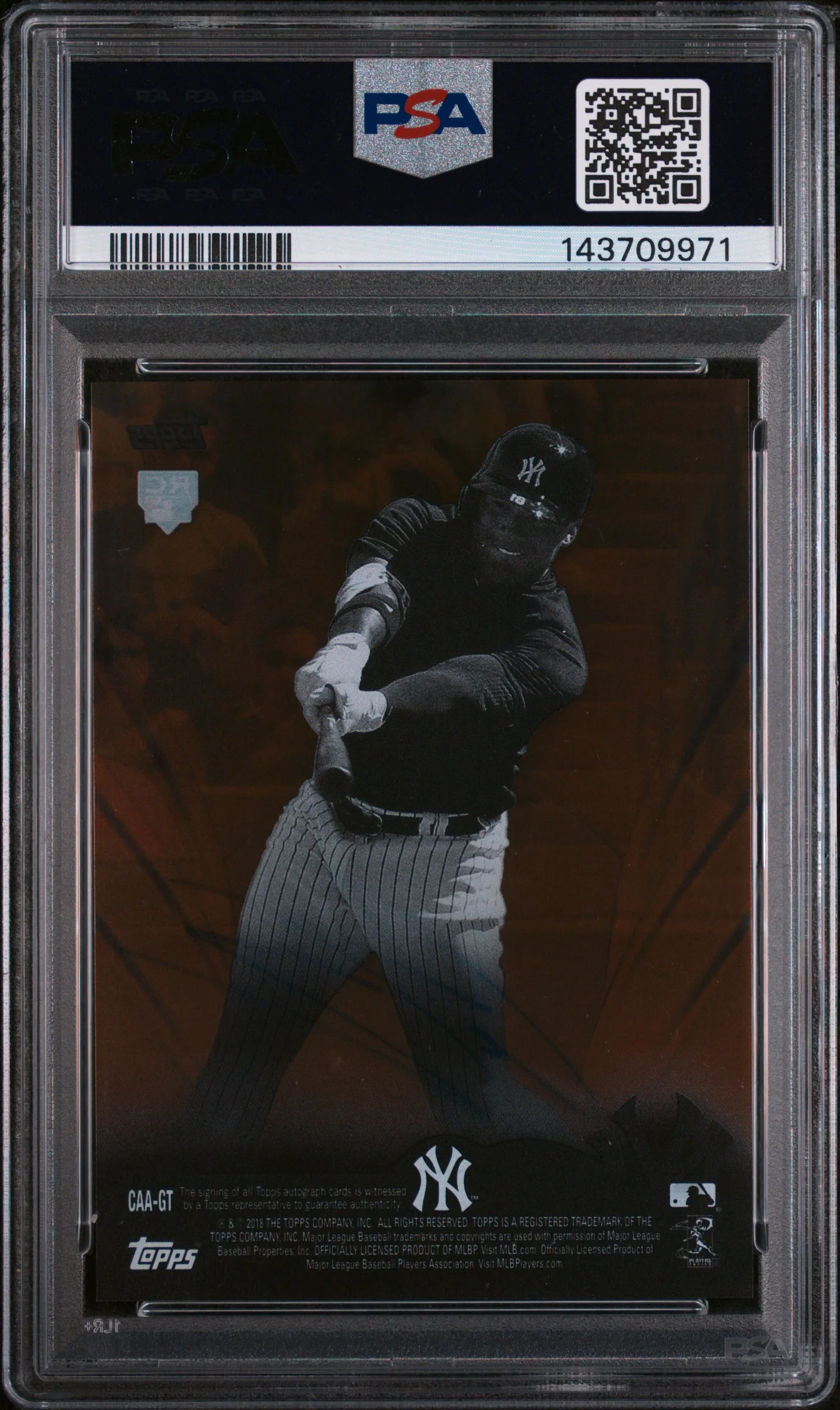 2018 Topps Clearly Authentic Autograph Orange Gleyber Torres #GT /5 PSA 8 - Image 2