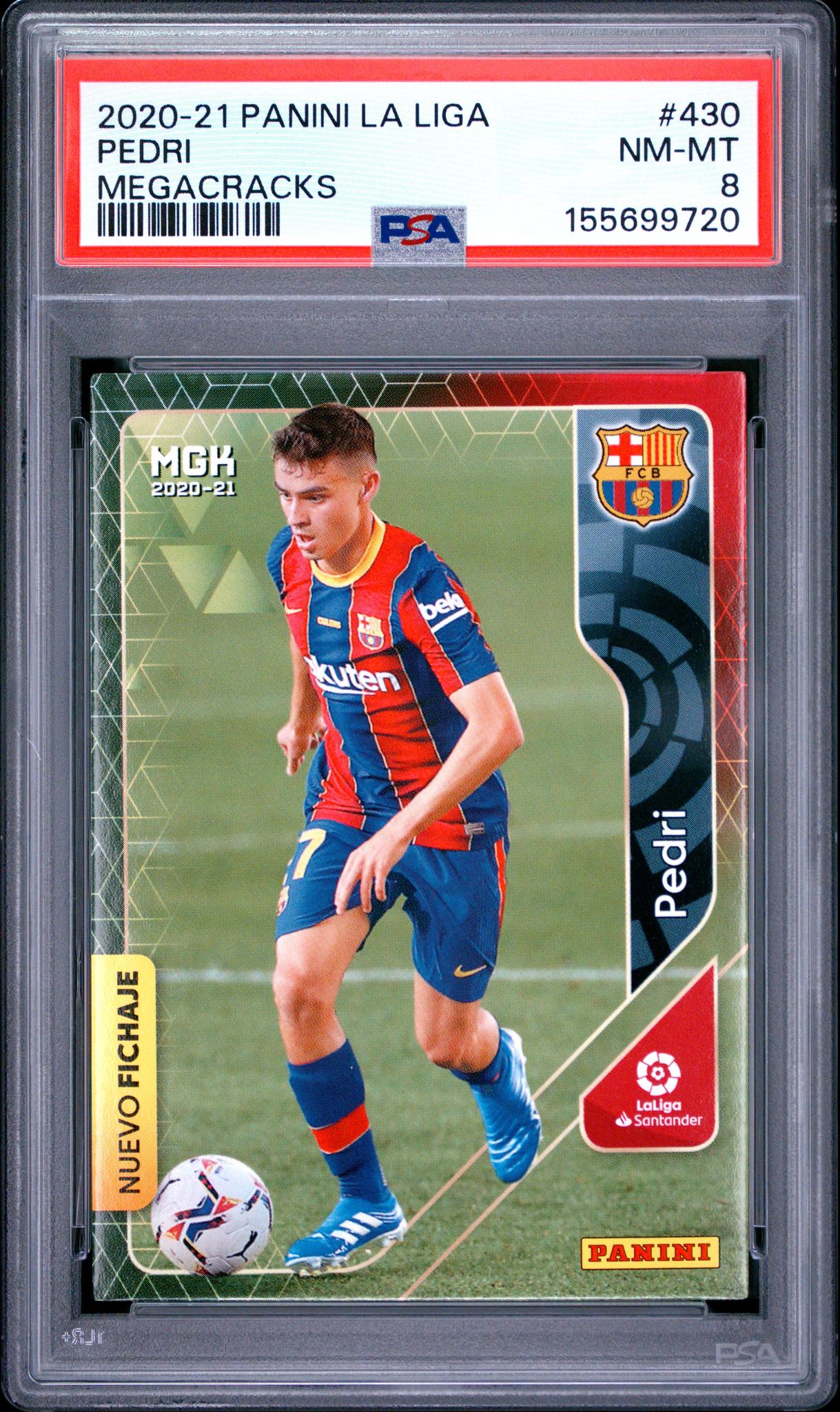 2020 Panini Megacracks La Liga Nuevo Fichaje Pedri #430 PSA 8
