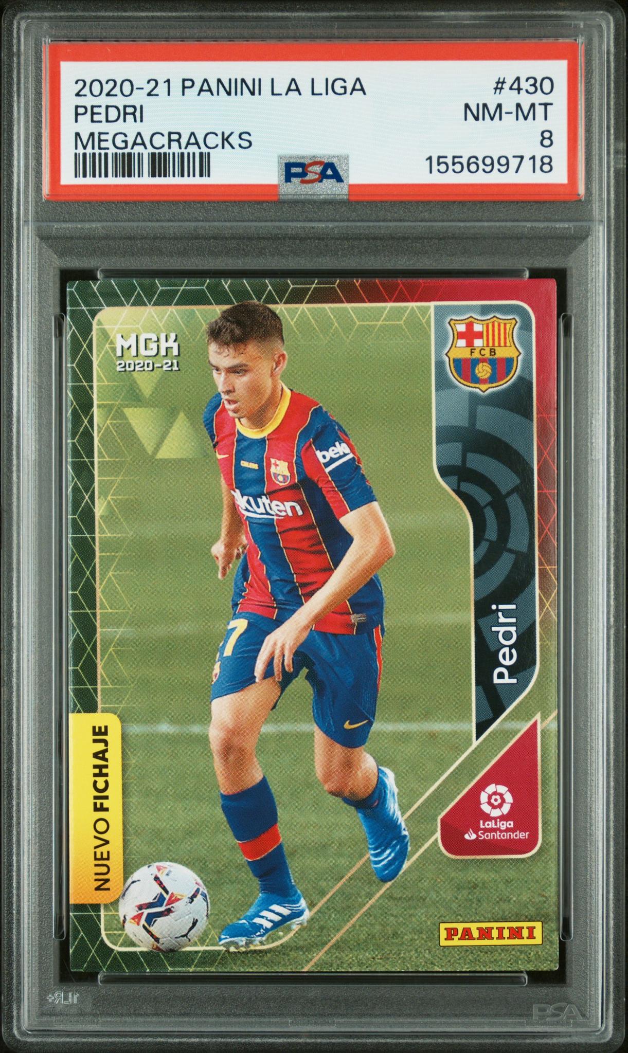 2020 Panini Megacracks La Liga Nuevo Fichaje Pedri #430 PSA 8