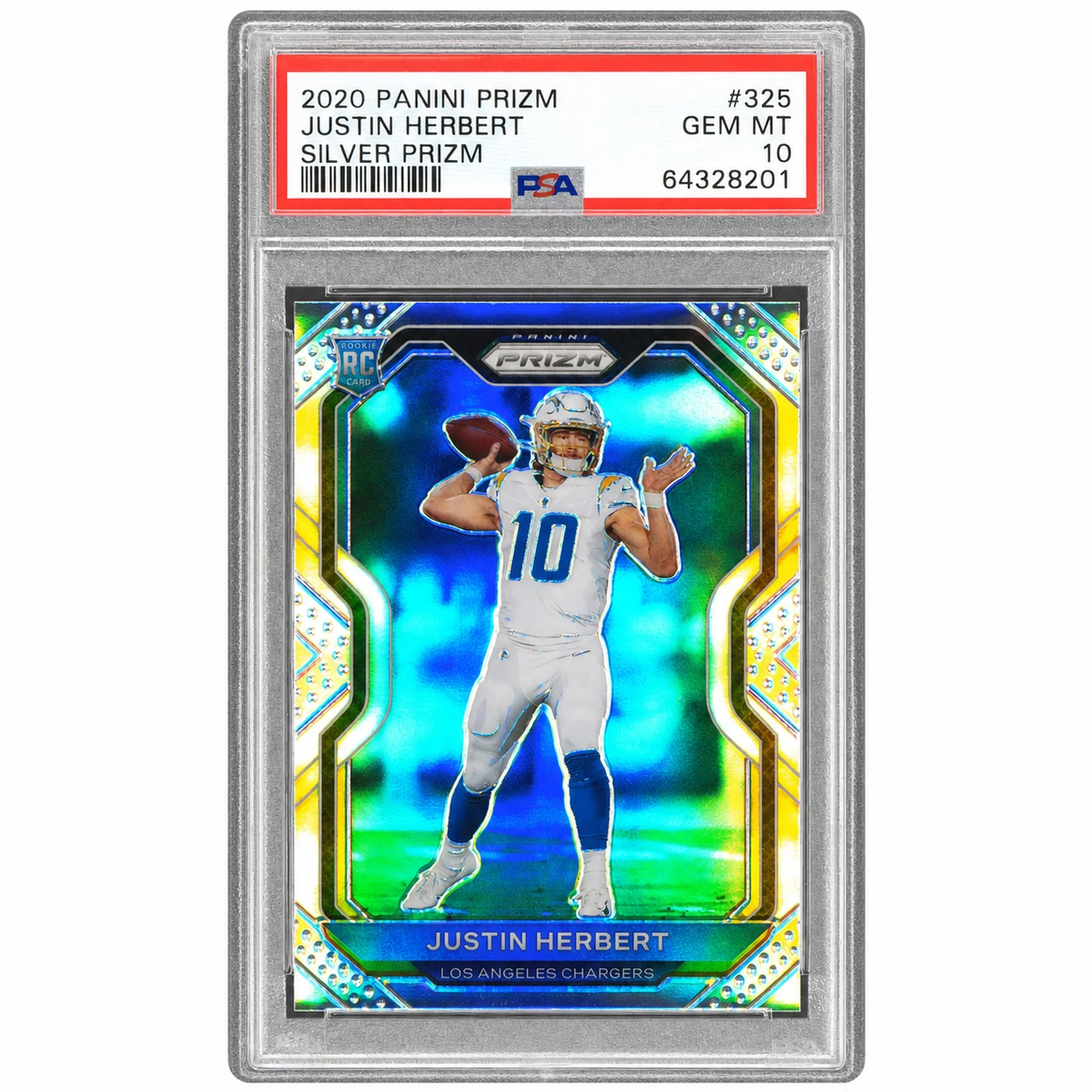 2020 Panini Prizm Silver Prizm Justin Herbert #325 PSA 10