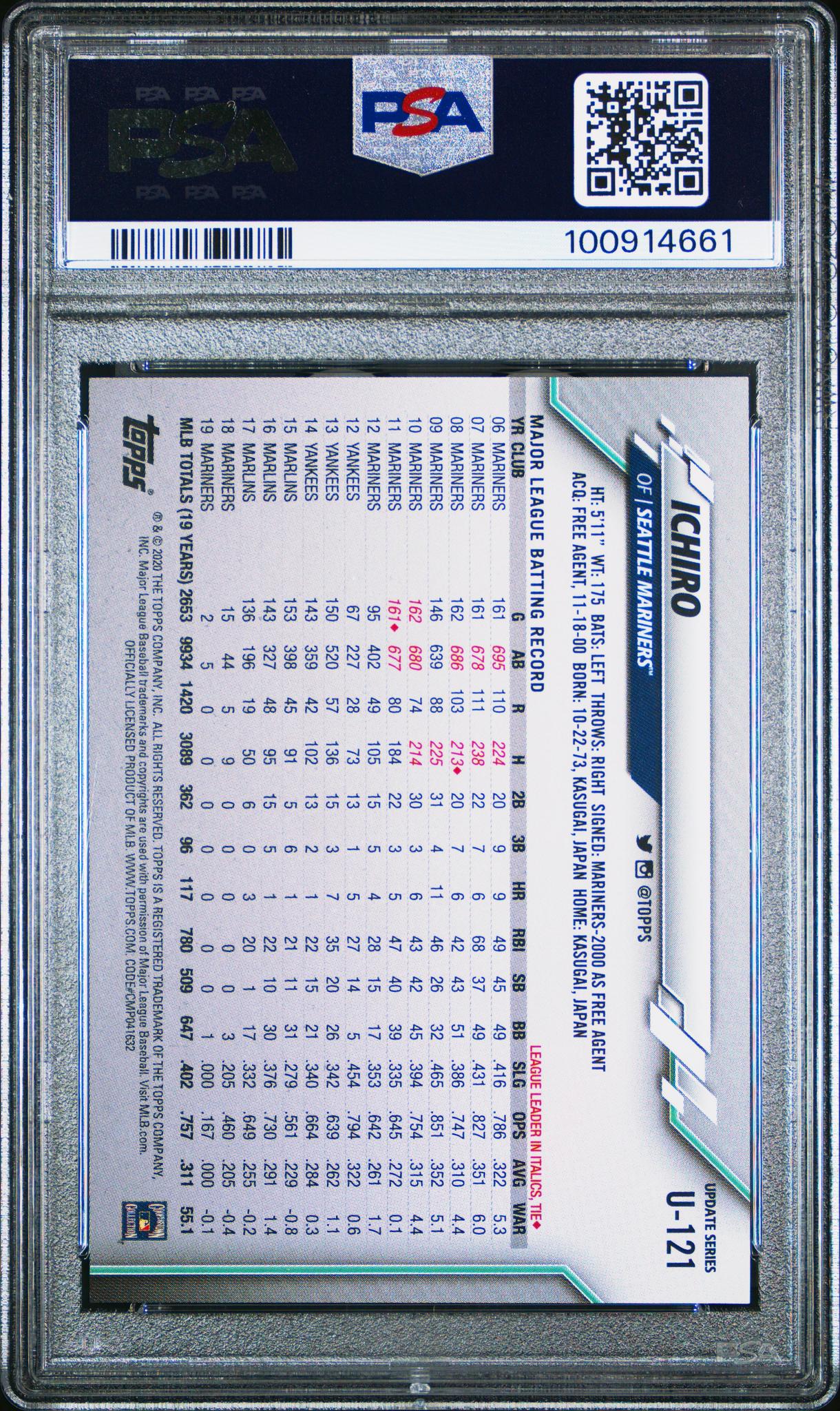 2020 Topps Update Ssp Ichiro #U121 PSA 9 - Image 2