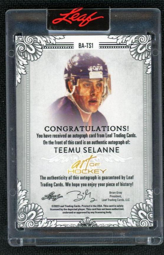 2021 Leaf Art of Hockey BA-TS1 Teemu Selanne Art of Hockey /30 Auto - Image 2