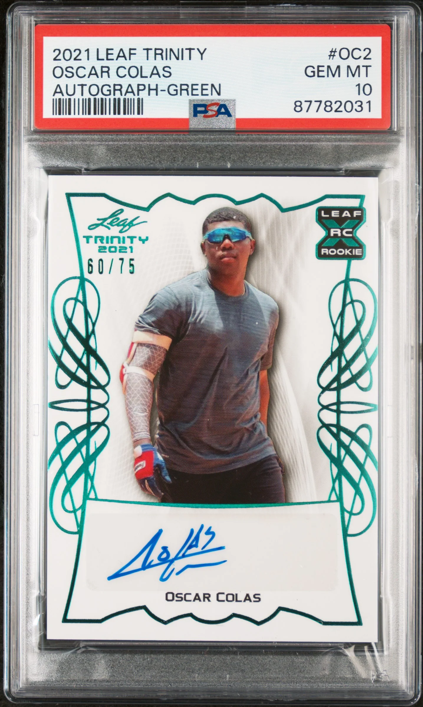 2021 Leaf Trinity Green Oscar Colas #OC2 RC Auto /75 PSA 10