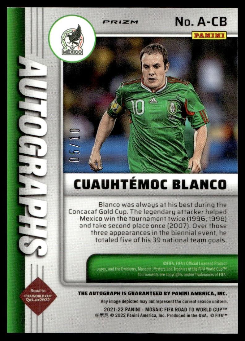 2021 Panini Mosaic A-CB Cuauhtémoc Blanco Autographs /10 Mexico - Image 2