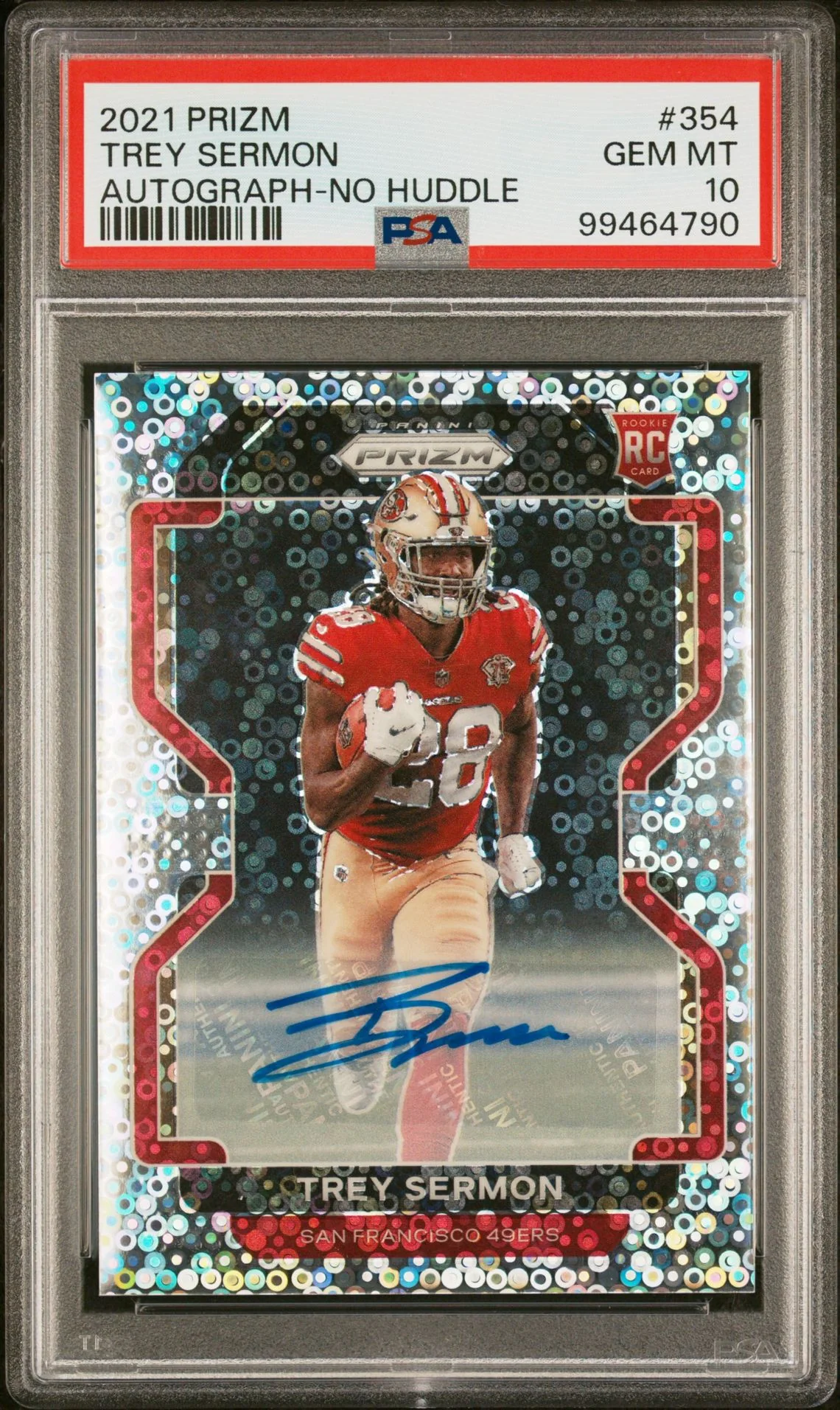 2021 Panini Prizm Rookie Autographs No Huddle Prizm Trey Sermon #354 PSA 10