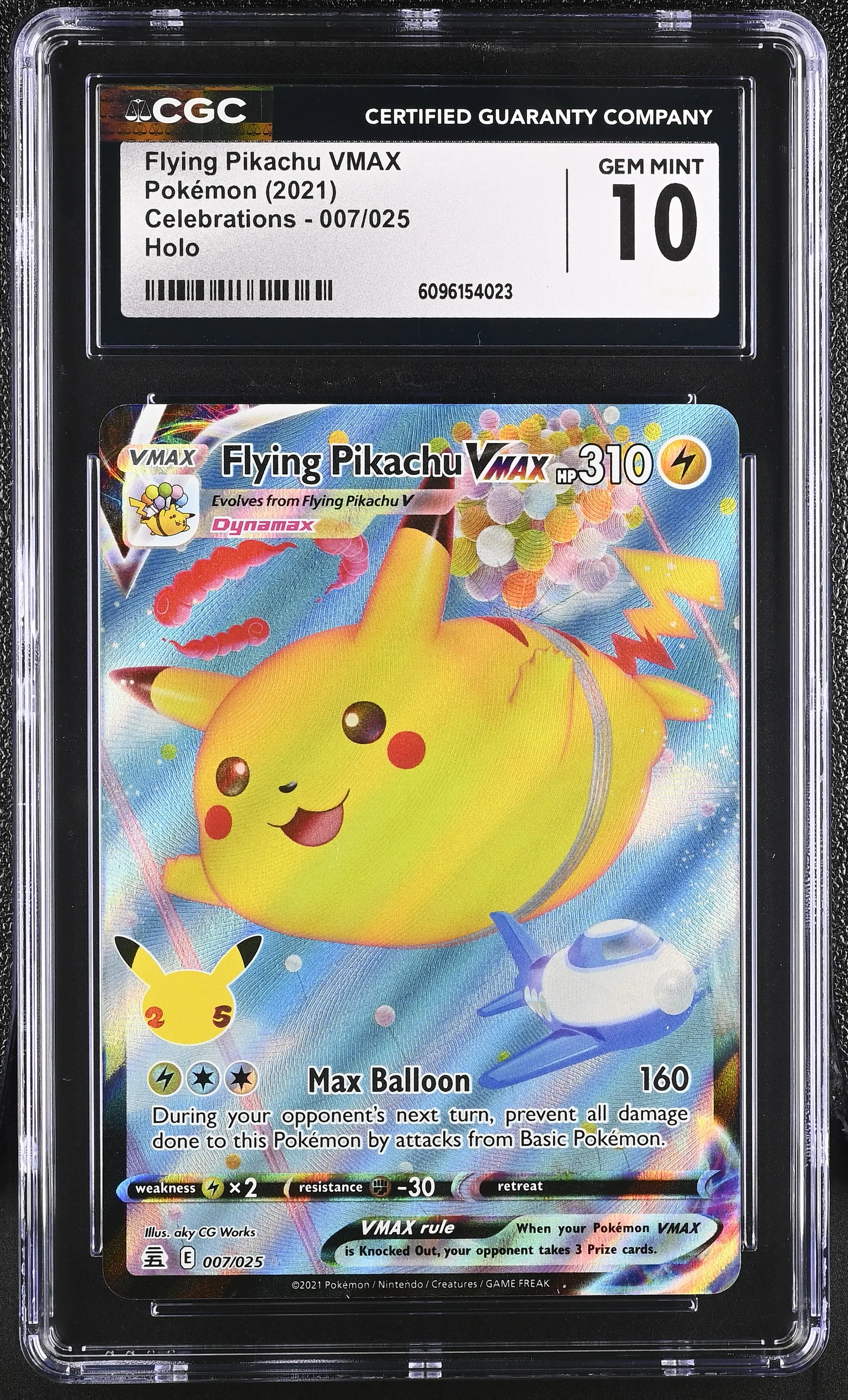 2021 Pokémon Sword & Shield Celebrations Flying Pikachu #007/025 VMAX CGC 10