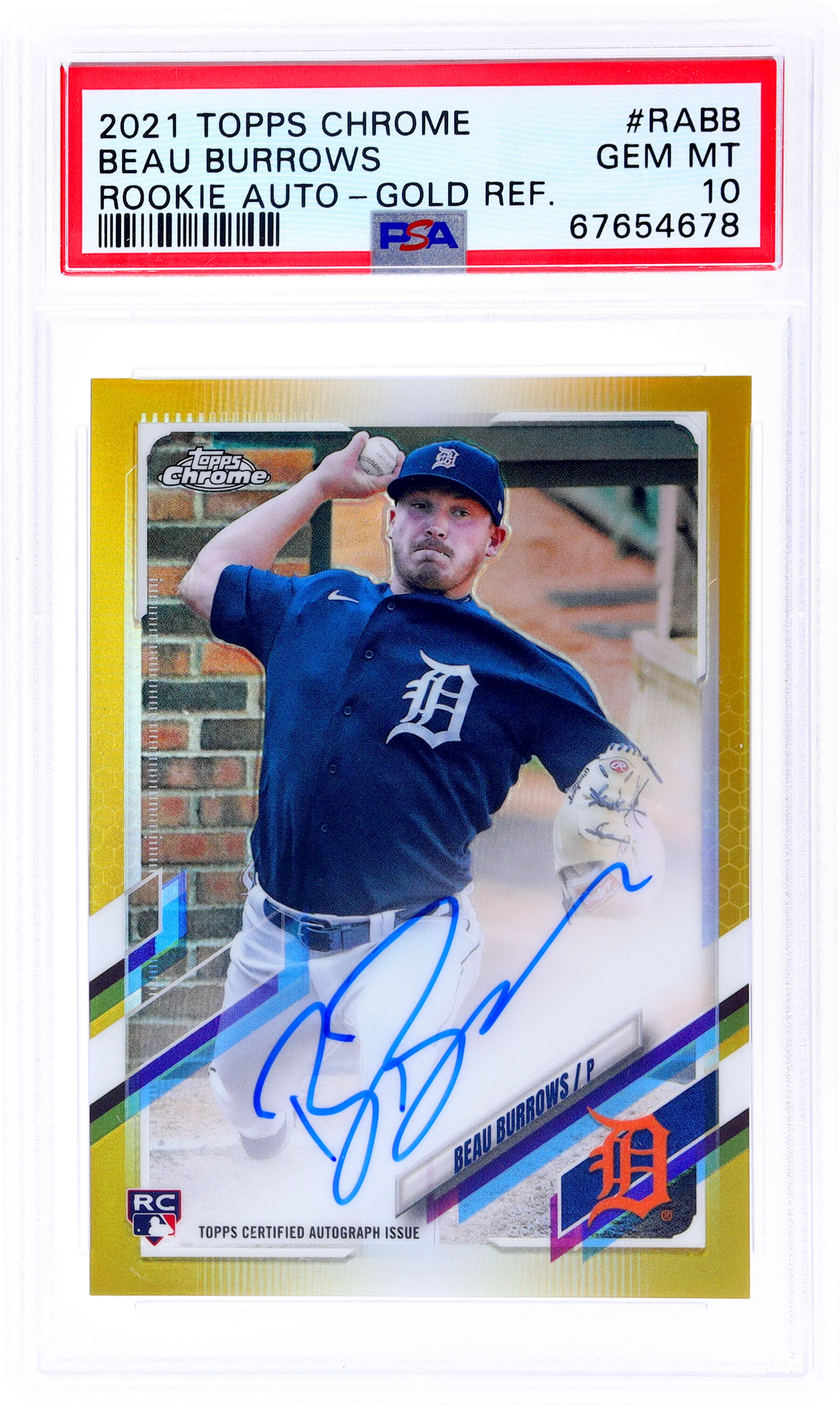 2021 Topps Chrome Gold Refractor Beau Burrows #RA-BB RC Auto /50 PSA 10