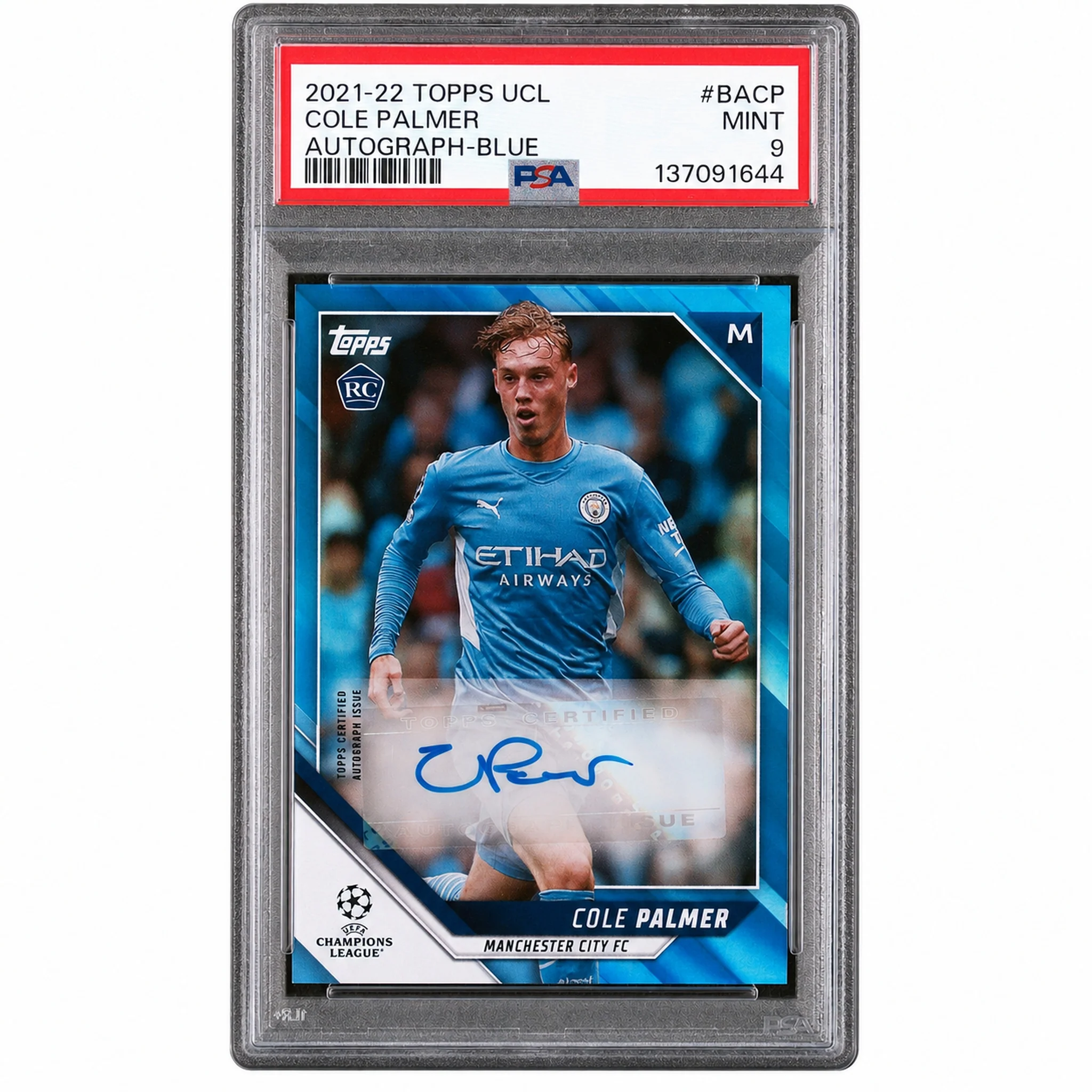 2021 Topps UEFA Champions League Autographs Blue Cole Palmer #BA-CP /99 PSA 9