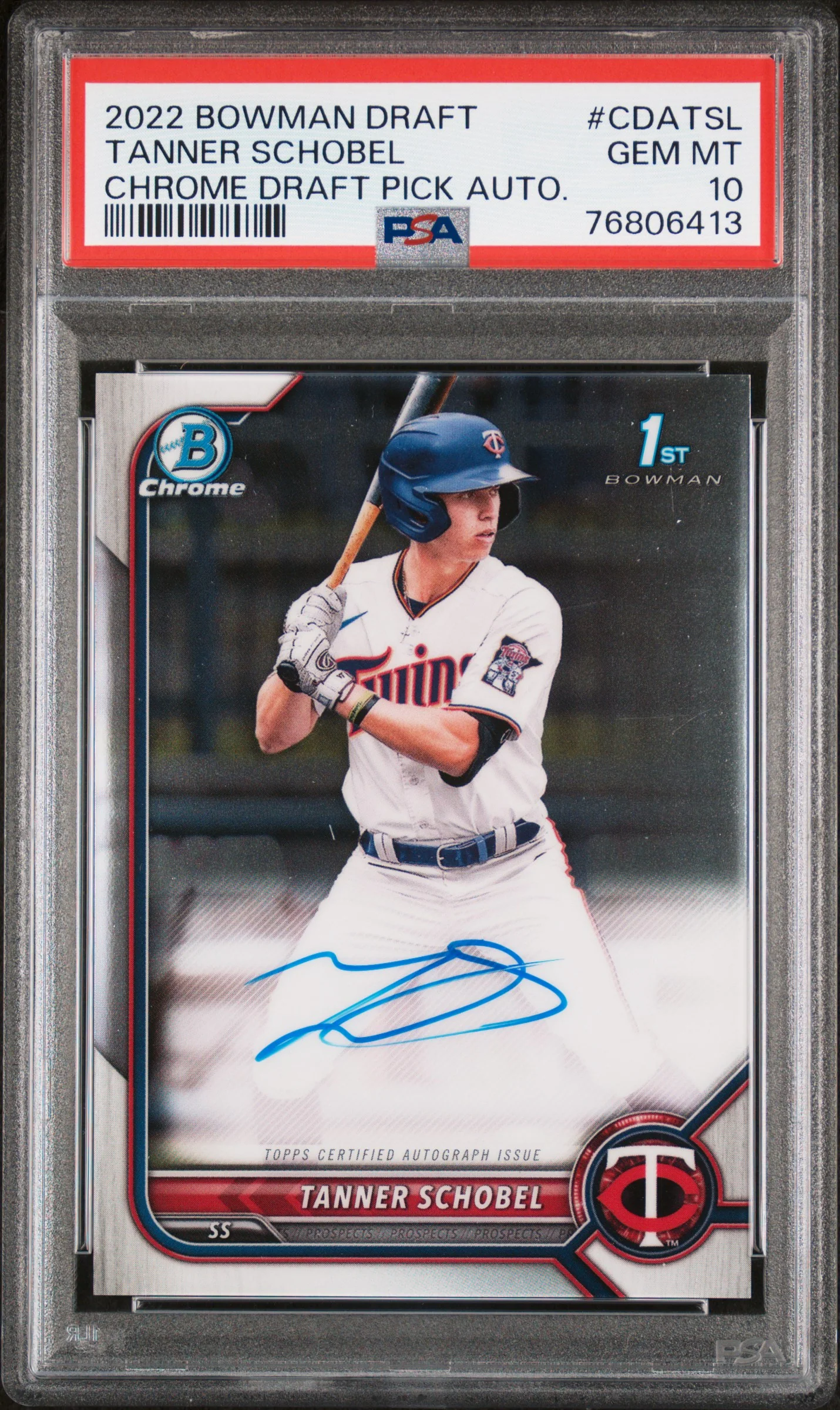 2022 Bowman Draft Chrome Tanner Schobel #CDA-TSL Auto PSA 10