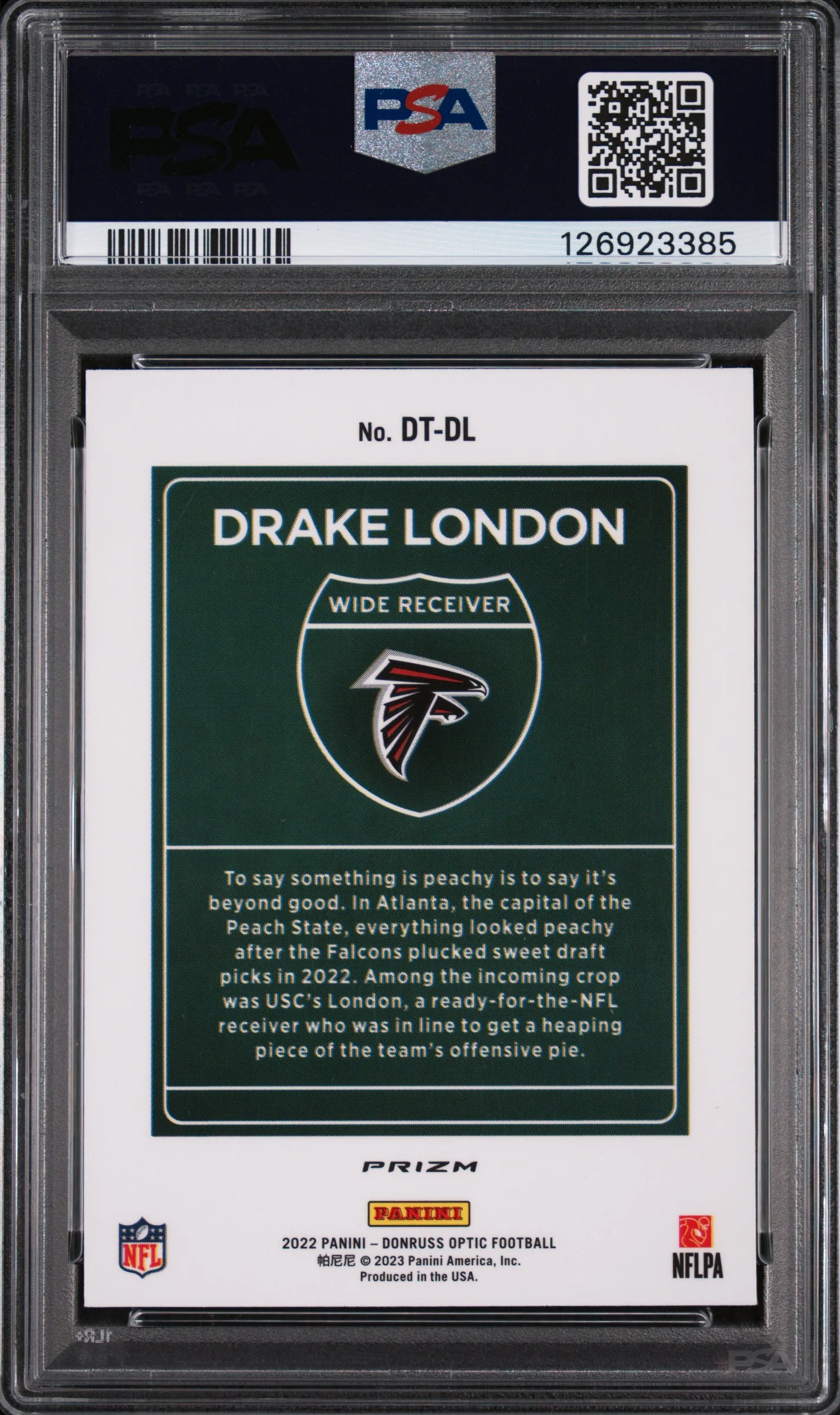 2022 Donruss Optic Downtown Drake London #DTDL PSA 9 - Image 2