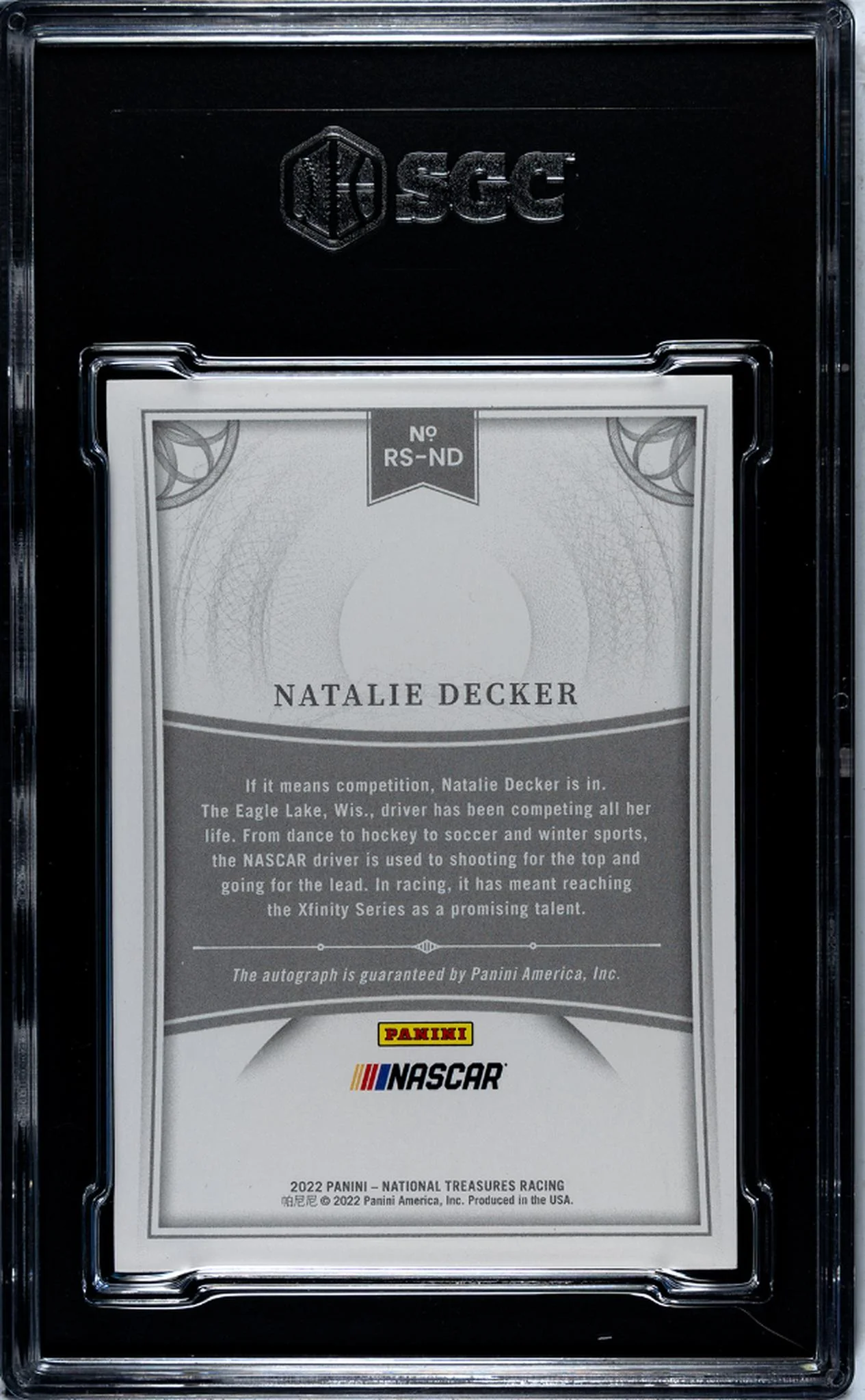 2022 National Treasures #RS-ND Natalie Decker Retro Signatures /10 SGC 9.5 - Image 2