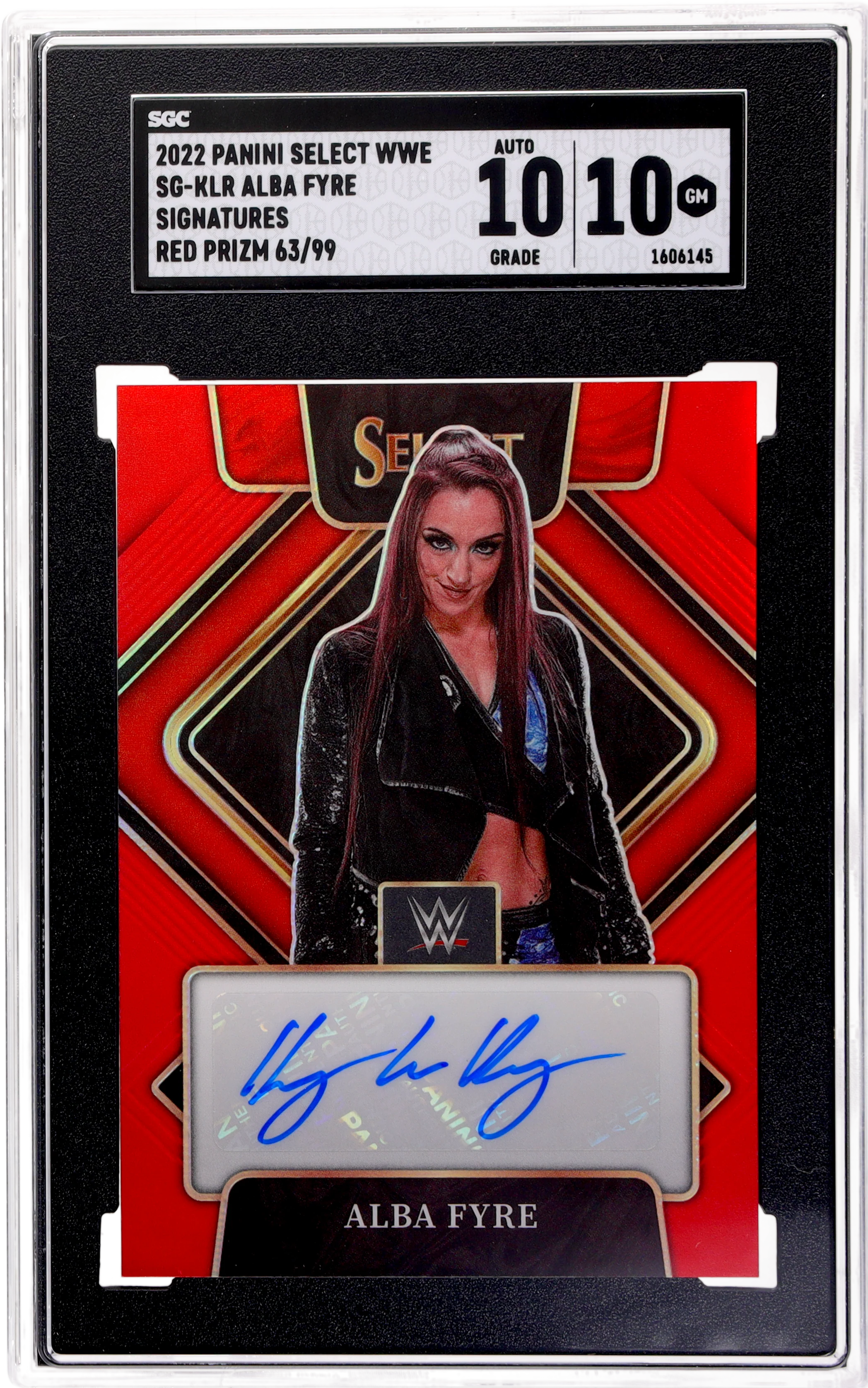 2022 Panini Select Wwe #SG-KLR Alba Fyre Sigs. Red Prizm 63 SGC 10