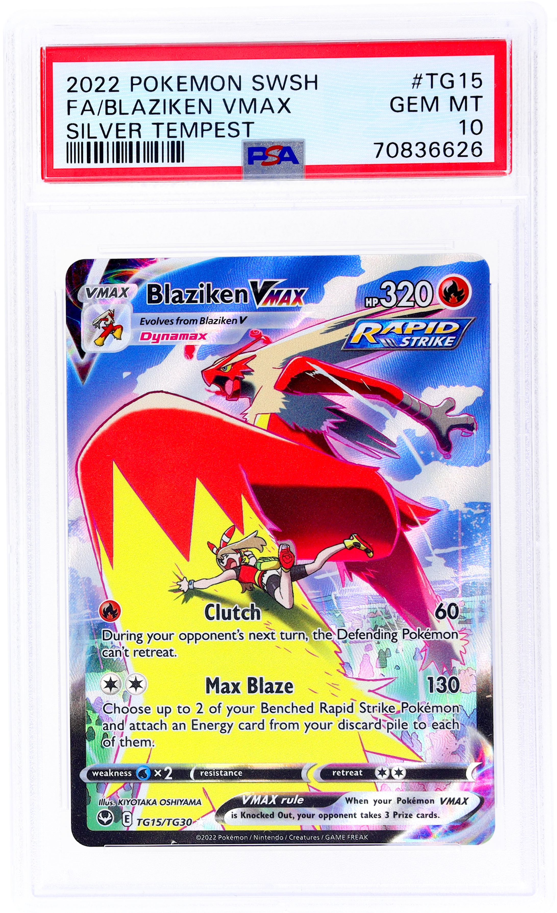 2022 Pokemon Sword and Shield Silver Tempest Trainer Gallery Blaziken Vmax #TG15 PSA 10