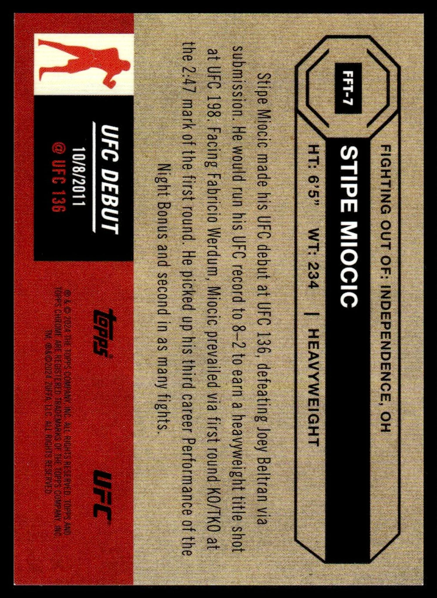 2022 Topps Chrome Stipe Miocic #FFT-7 /50 - Image 2